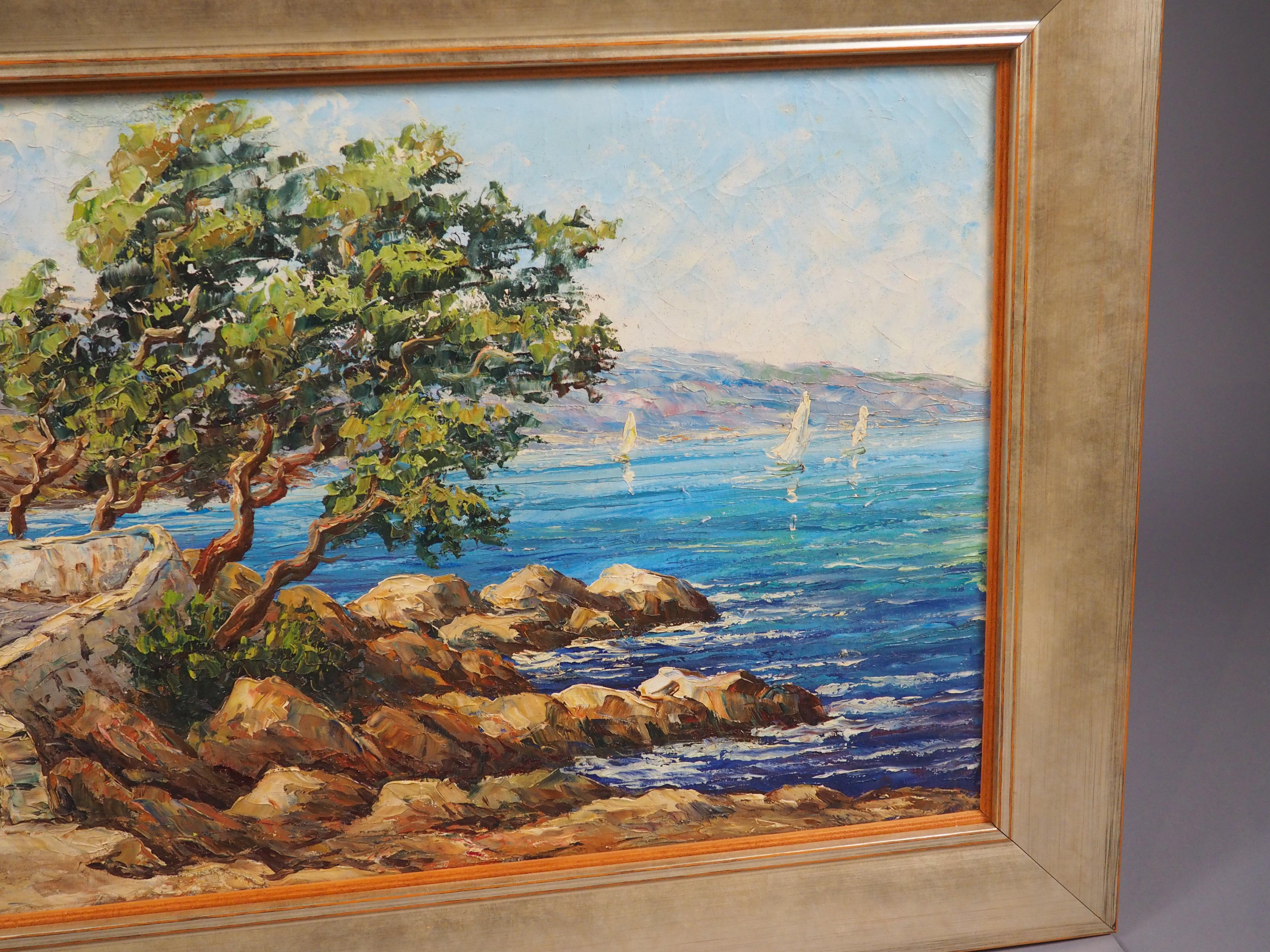 Ölgemälde von L'Esterel an der Côte d'Azur aus der Mitte des Jahrhunderts, P. Lemoine im Angebot 9