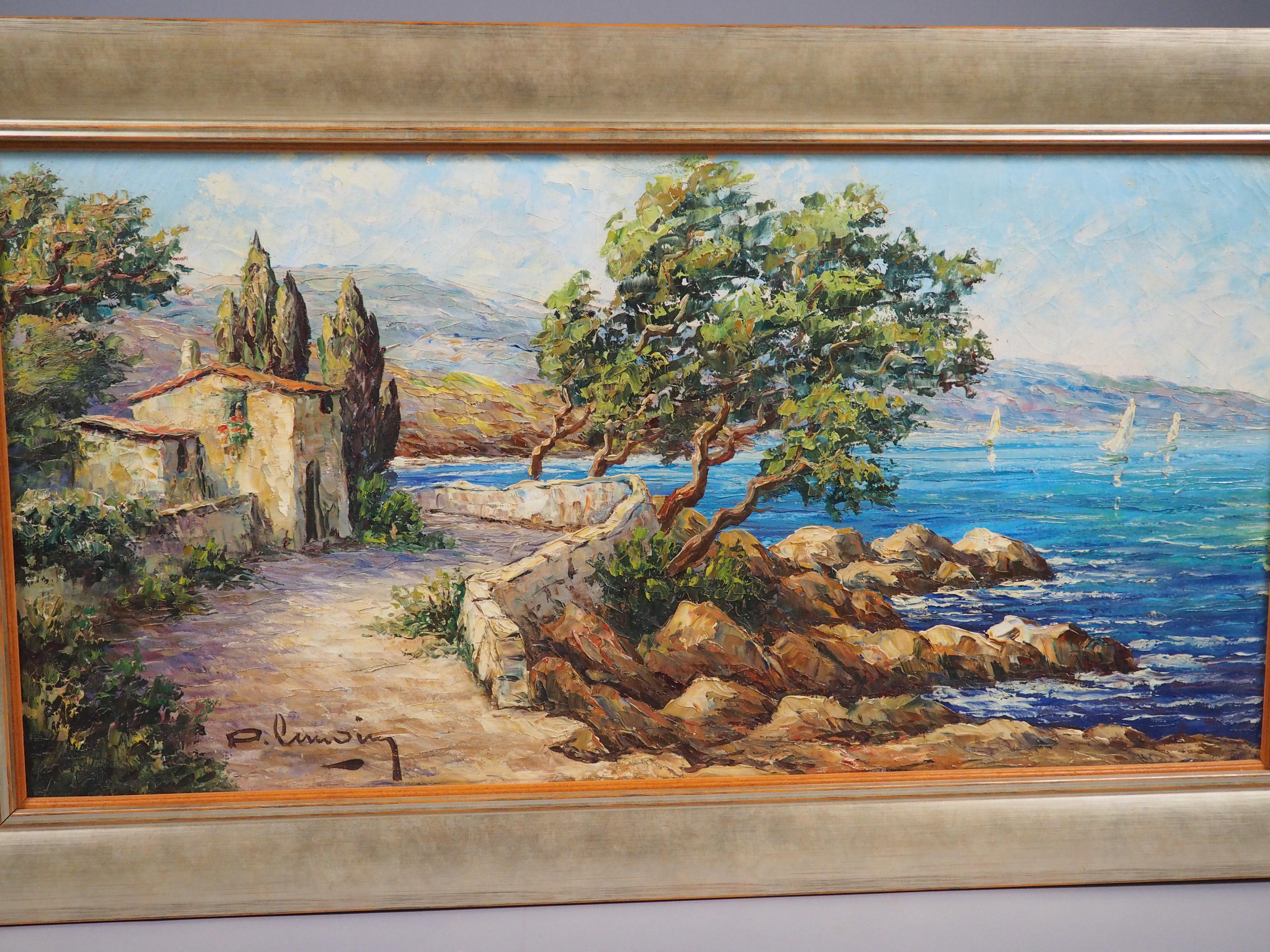 Ölgemälde von L'Esterel an der Côte d'Azur aus der Mitte des Jahrhunderts, P. Lemoine im Angebot 11