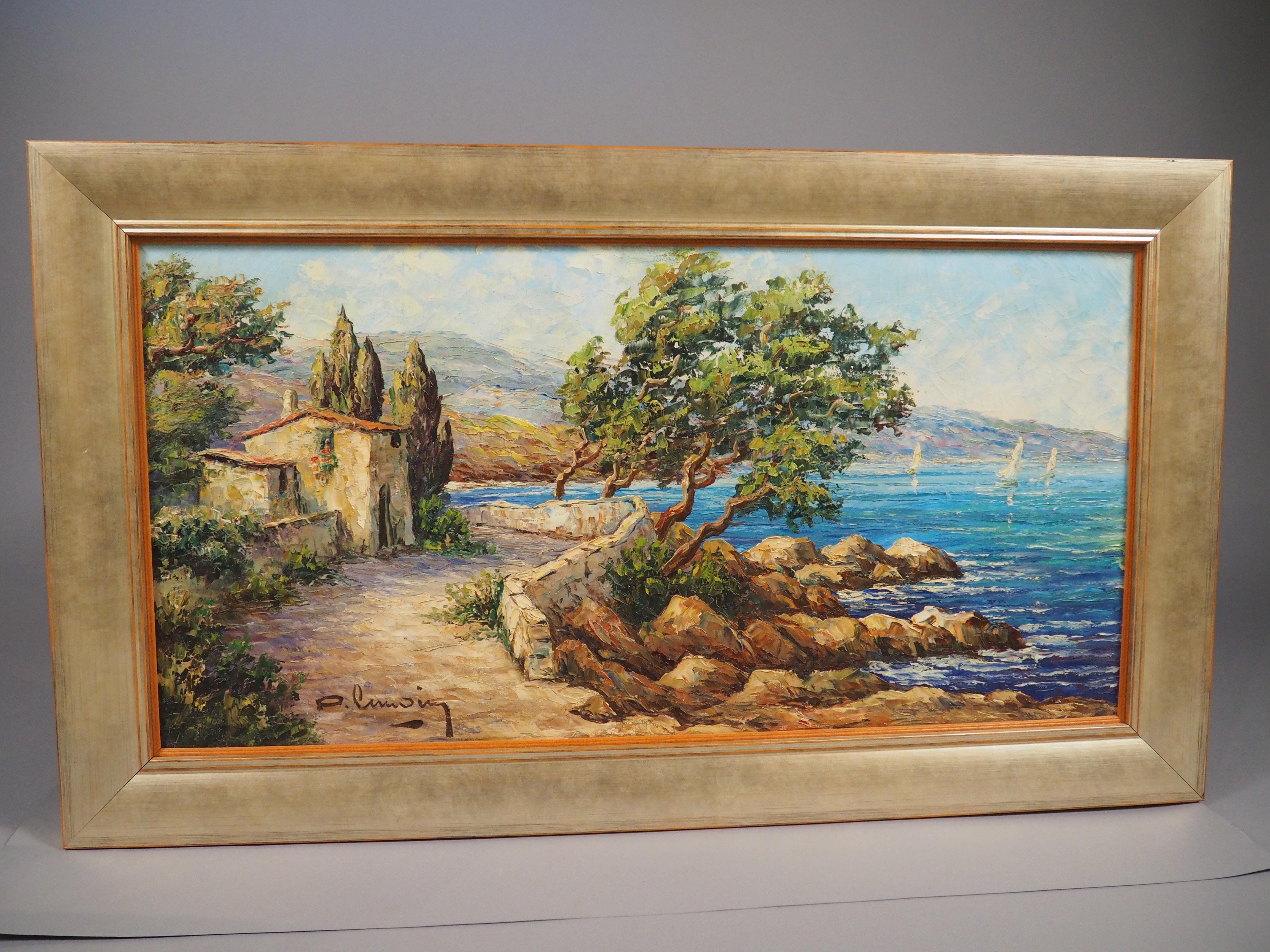 Ölgemälde von L'Esterel an der Côte d'Azur aus der Mitte des Jahrhunderts, P. Lemoine im Angebot 12