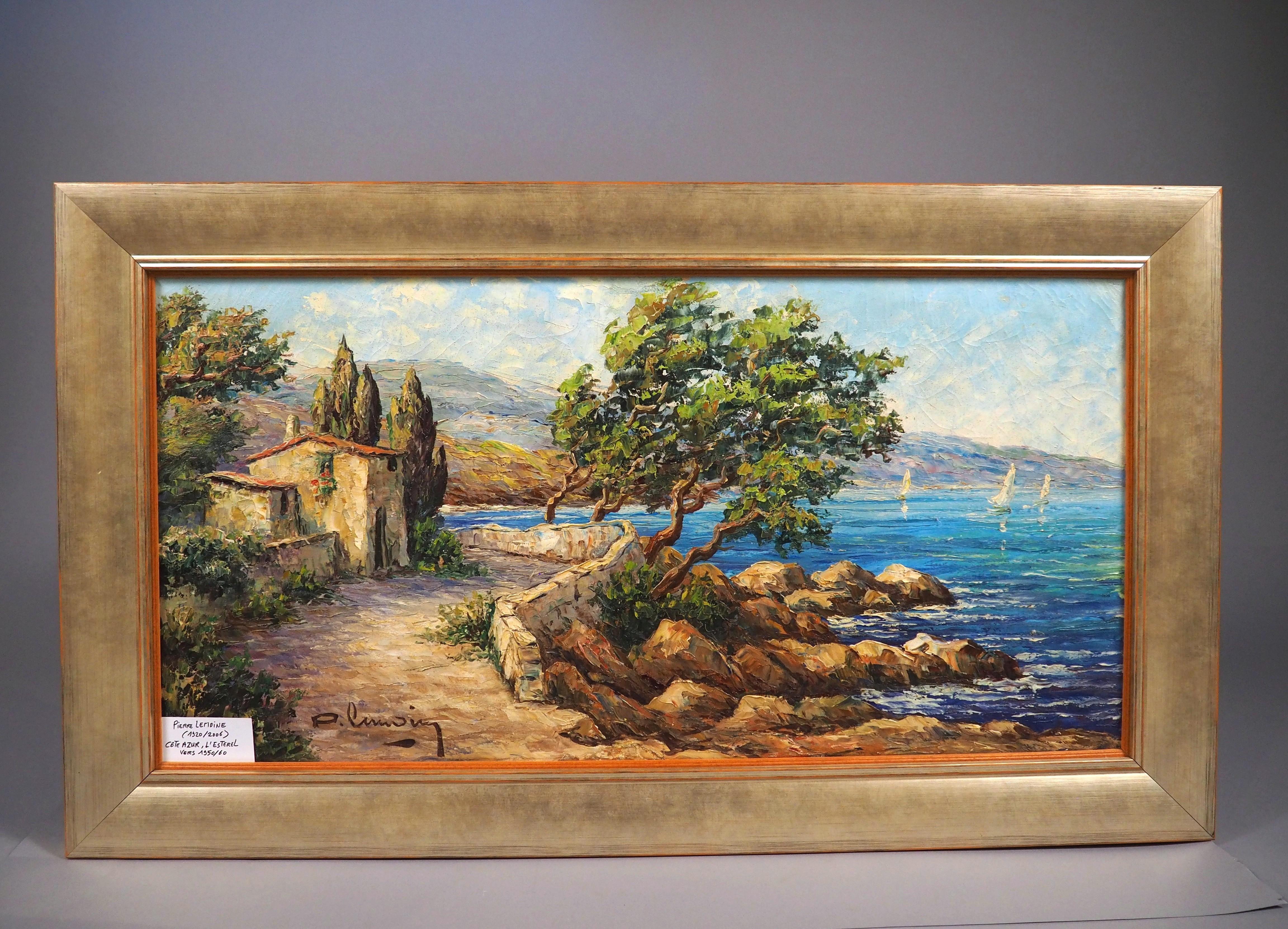 Ölgemälde von L'Esterel an der Côte d'Azur aus der Mitte des Jahrhunderts, P. Lemoine (Handbemalt) im Angebot