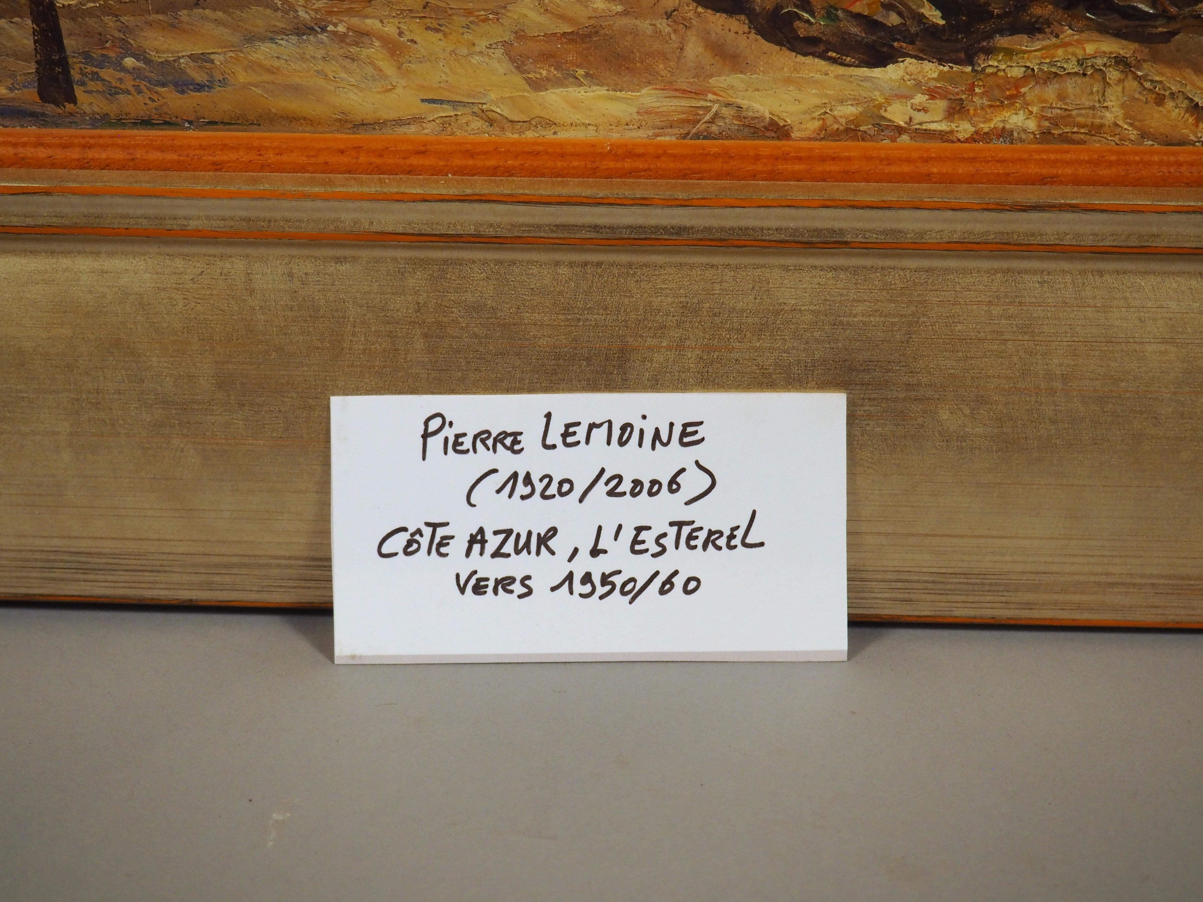 Ölgemälde von L'Esterel an der Côte d'Azur aus der Mitte des Jahrhunderts, P. Lemoine im Zustand „Gut“ im Angebot in Dallas, TX