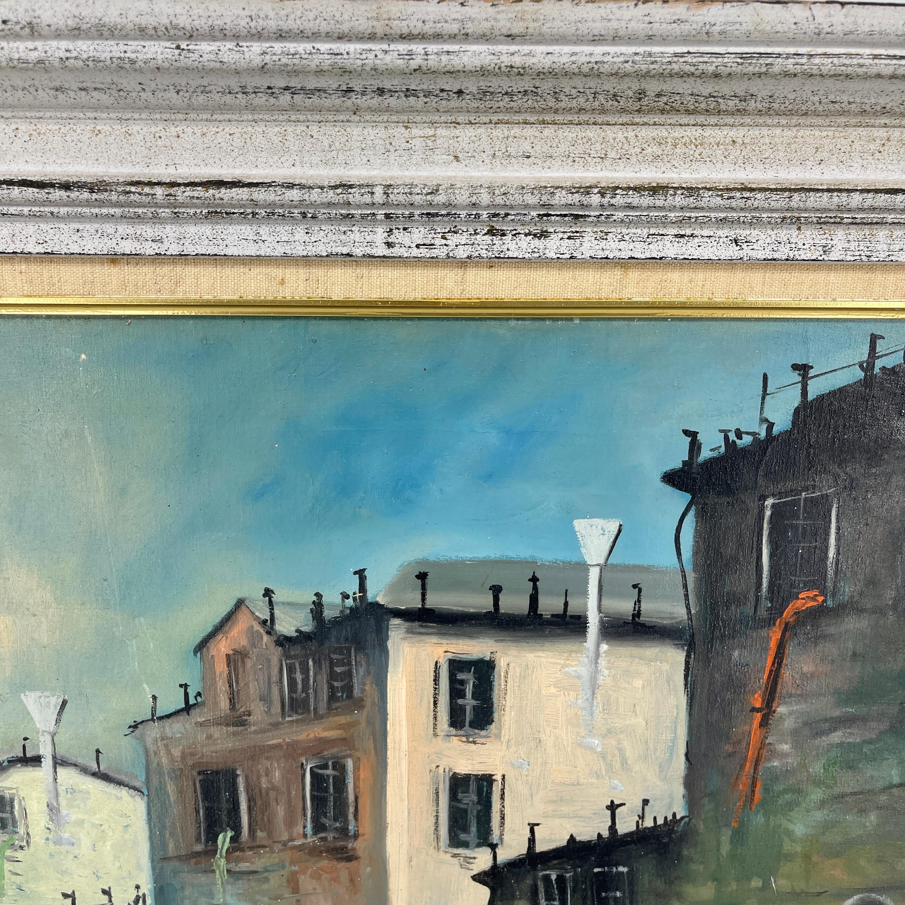 20th Century Mid-Century Oil Painting of Venetian Canal Scene by Menghini, Italy