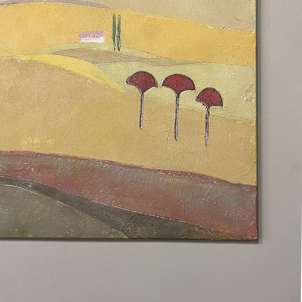 20th Century Midcentury Oil Painting on Canvas by Fouat Michel For Sale