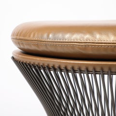 Mid-Century Oil Rubbed Bronze Stool in Holly Hunt Leather by Warren Platner