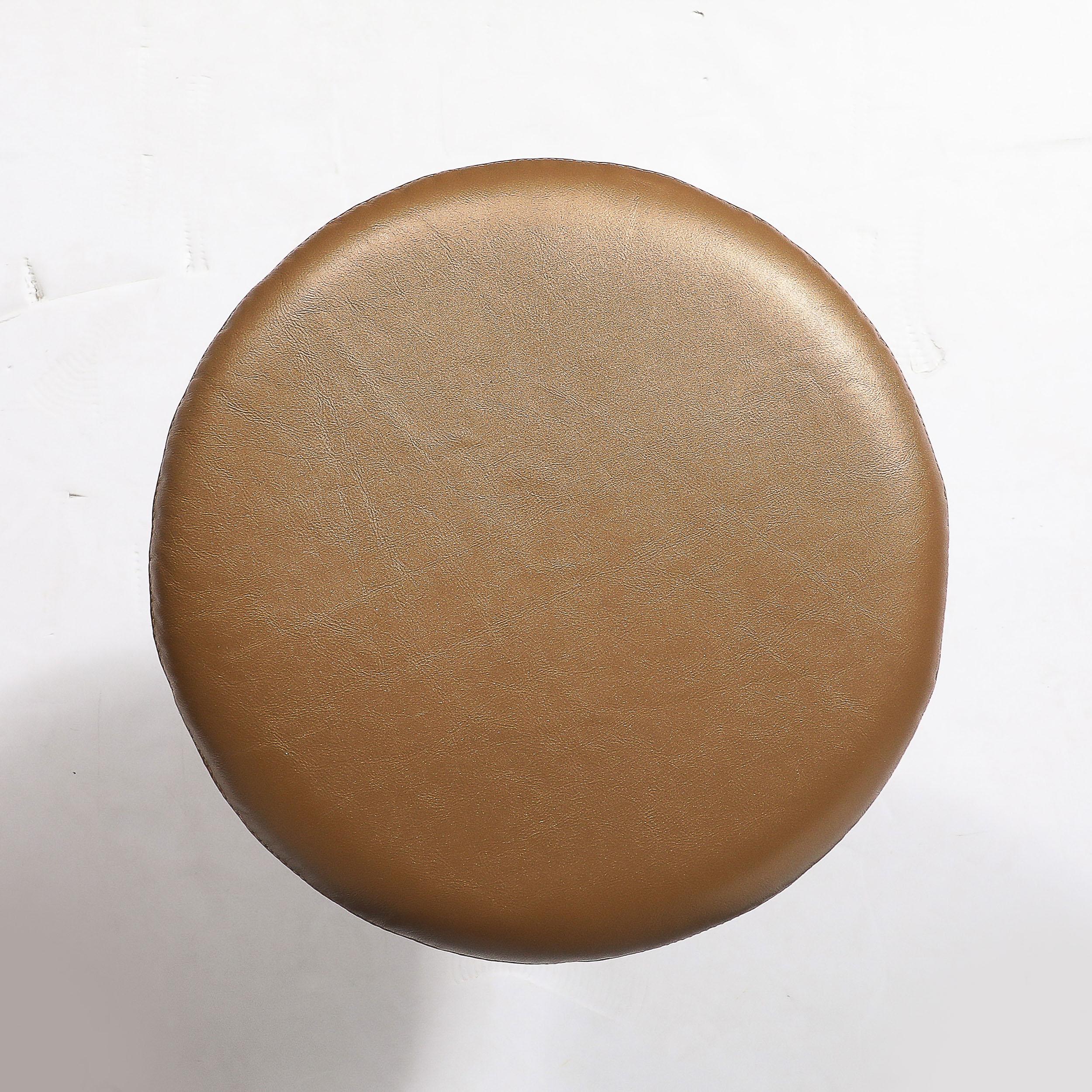 Mid-Century-Hocker aus Ölgeriebener Bronze in Holly Hunt Leder von Warren Platner (Moderne der Mitte des Jahrhunderts) im Angebot