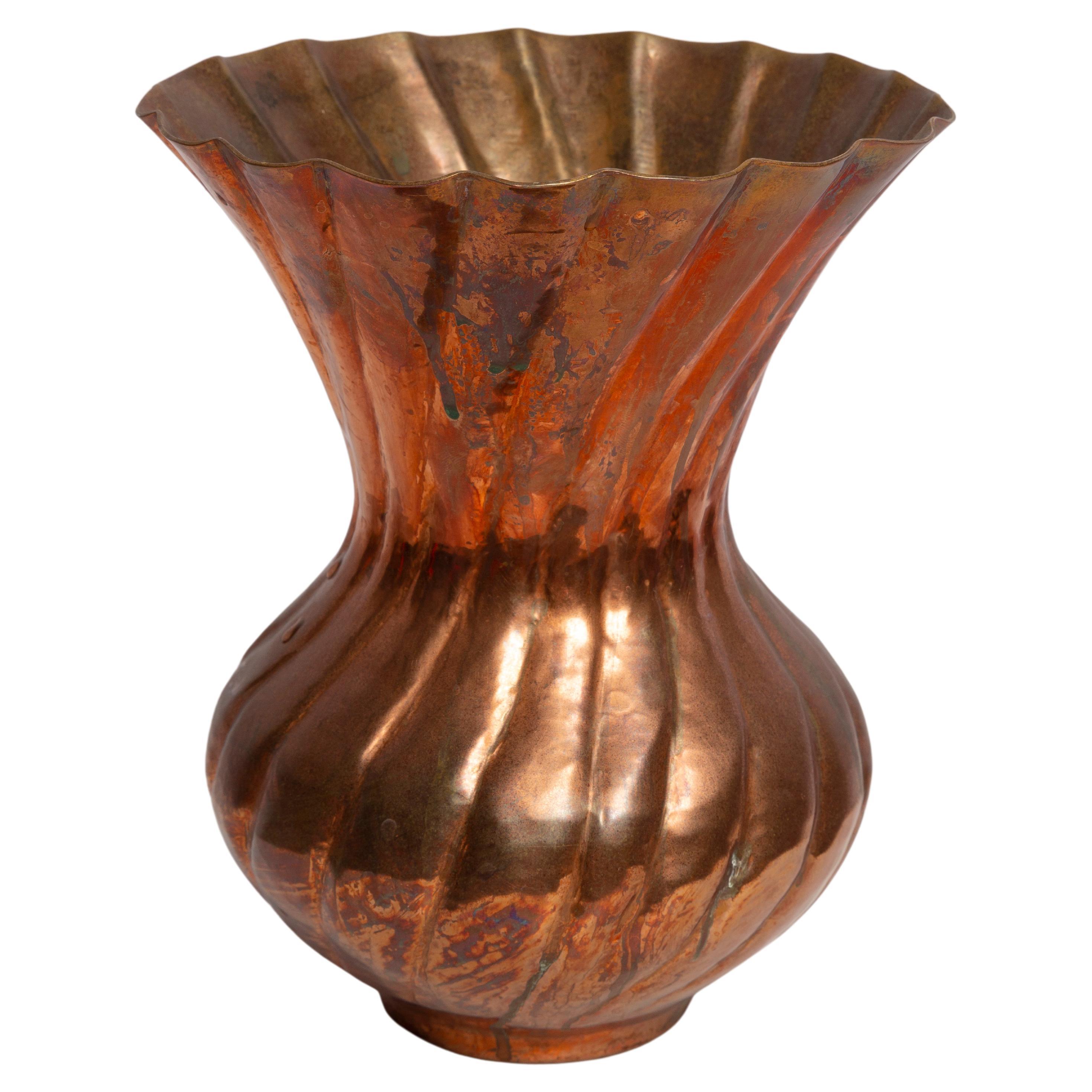 Mid Century Old Brass Vase, Italy, 1960s For Sale