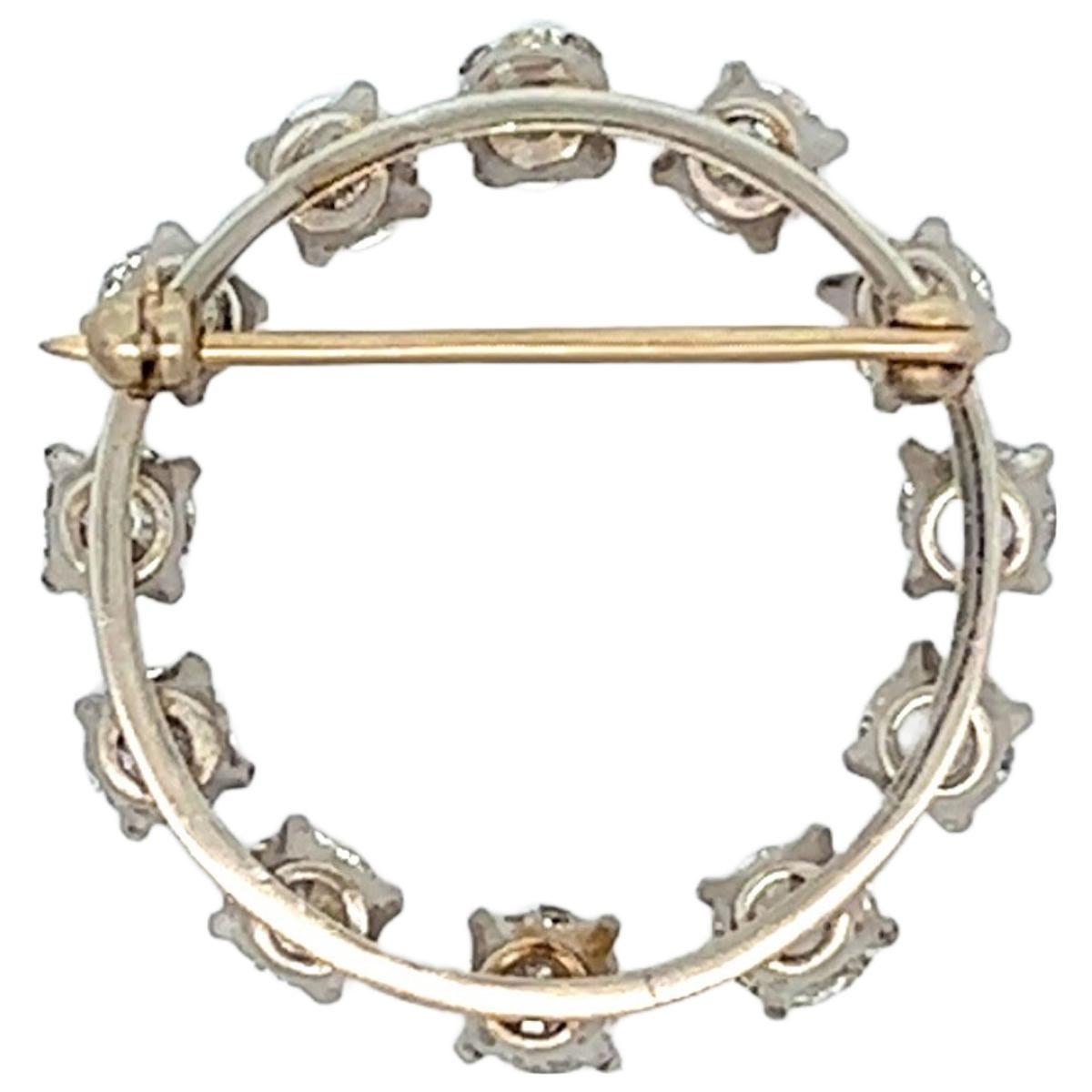 Mid Century Old European Cut Diamant Platin Brosche 1