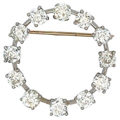 Mid Century Old European Cut Diamant Platin Brosche