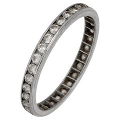Mid Century old European cut diamond platinum eternity band