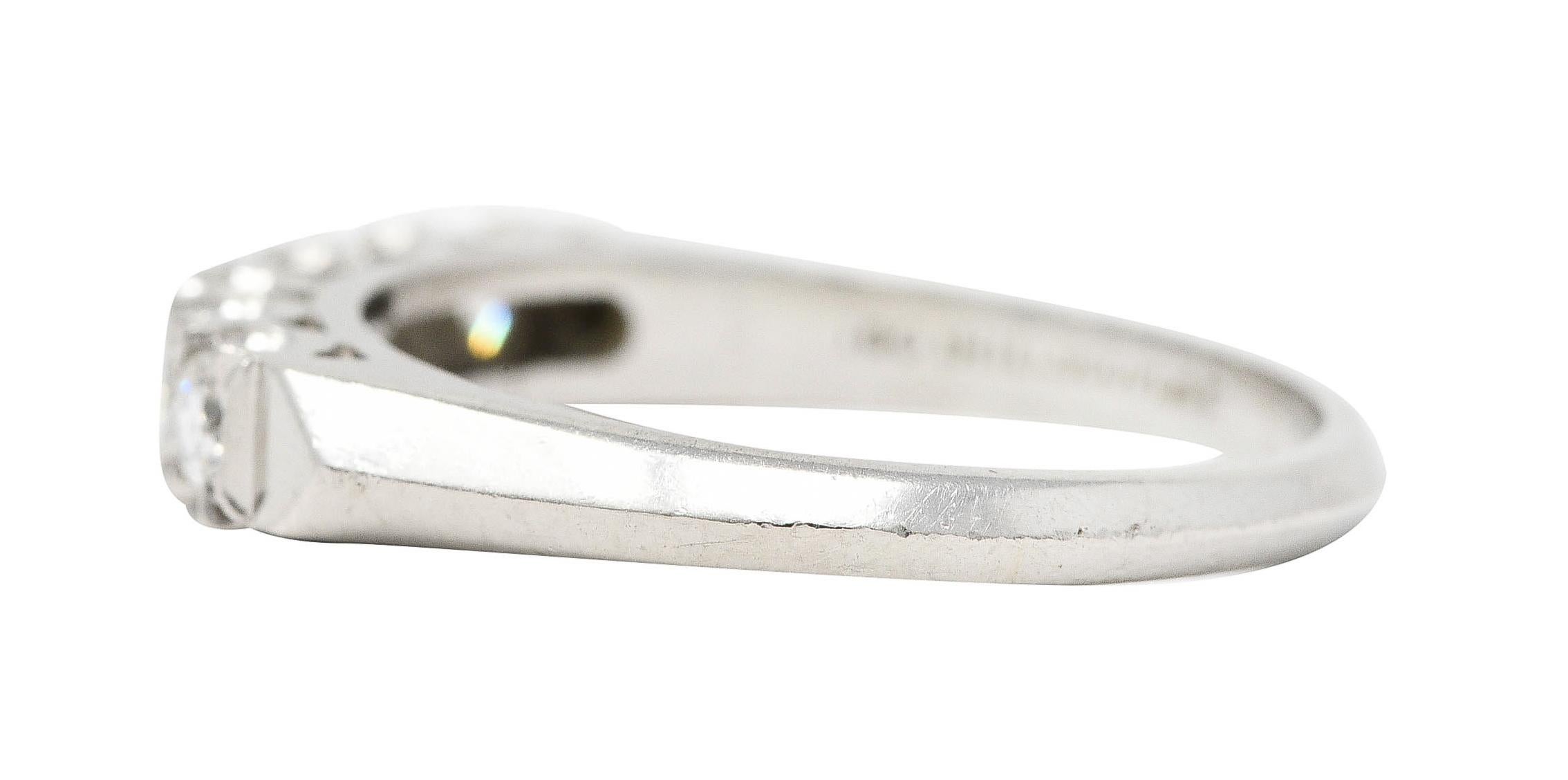 Mid-Century Old European Cut Diamond Platinum Knife Edge Fishtail Vintage Ring 1