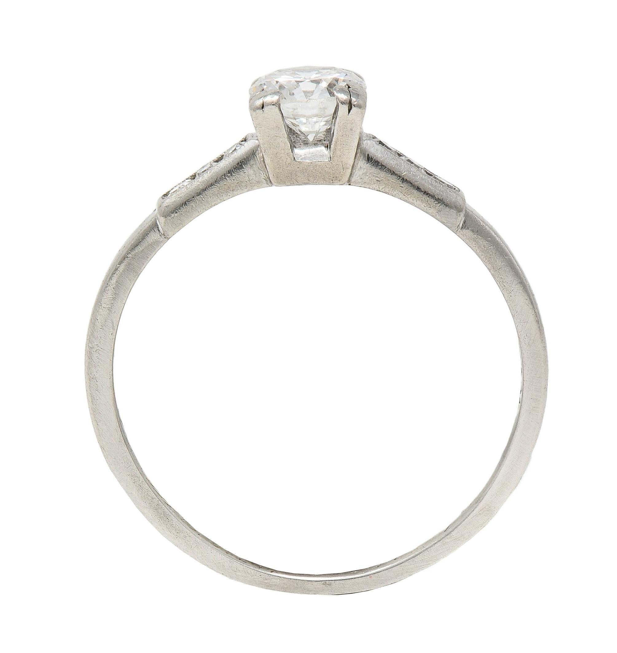 Mid-Century Old European Cut Diamond Platinum Vintage Engagement Ring (bague de fiançailles vintage en platine) en vente 5