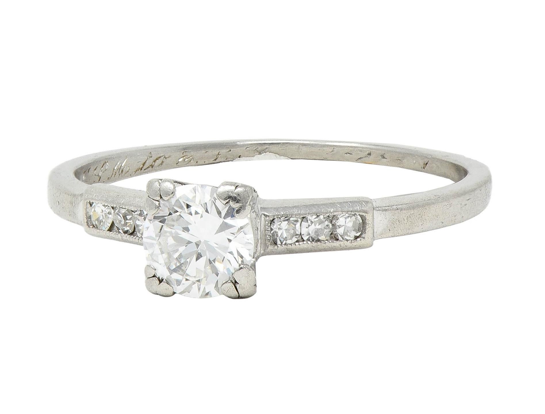 Mid-Century Old European Cut Diamond Platinum Vintage Engagement Ring (bague de fiançailles vintage en platine) en vente 1