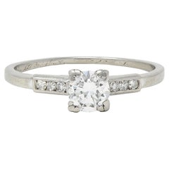 Mid-Century Old European Cut Diamond Platinum Vintage Engagement Ring