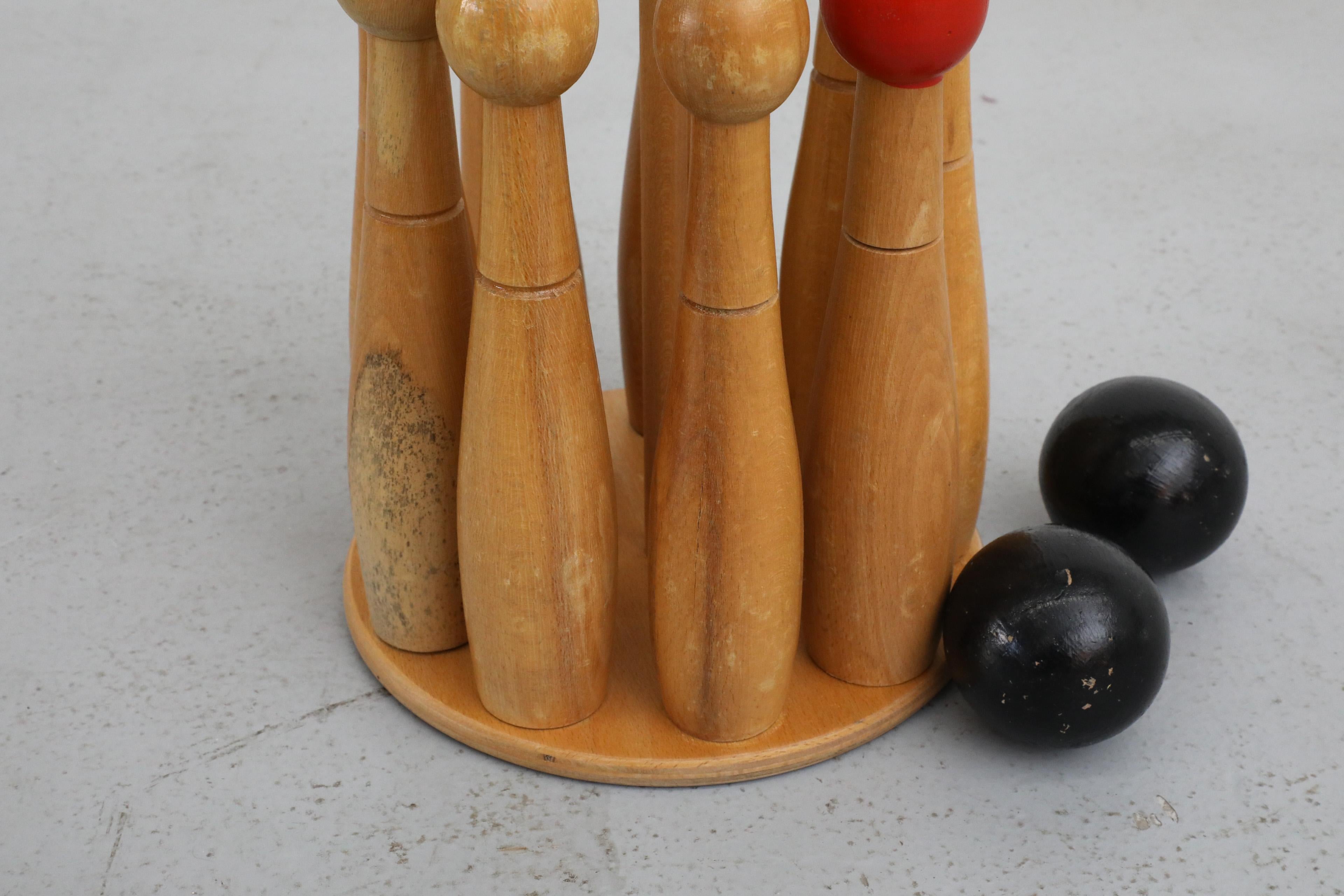 Jeu de quilles en bois à l'ancienne du milieu du siècle Bon état à Los Angeles, CA