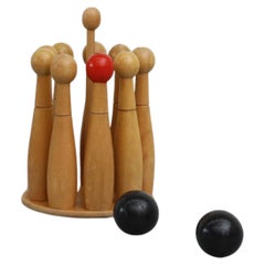 Mid-Century Old Fashioned Skittles Wooden Game Set