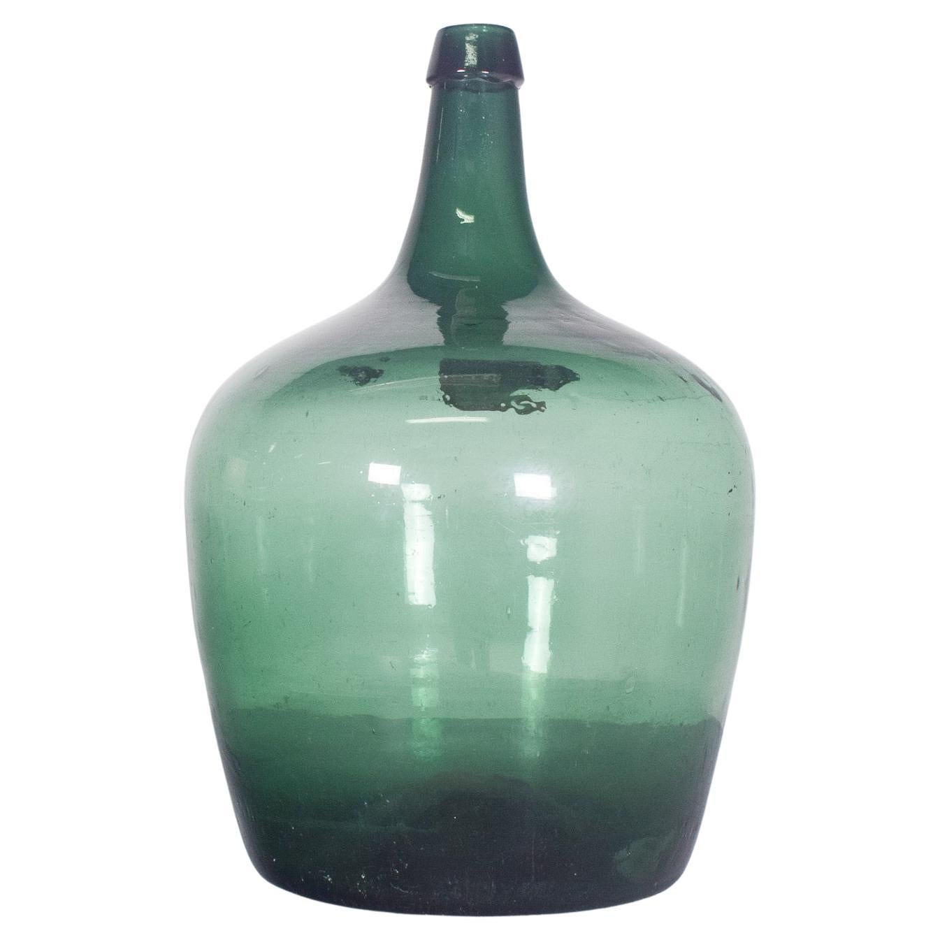 Mid-Century Old Green Glass Bottle
