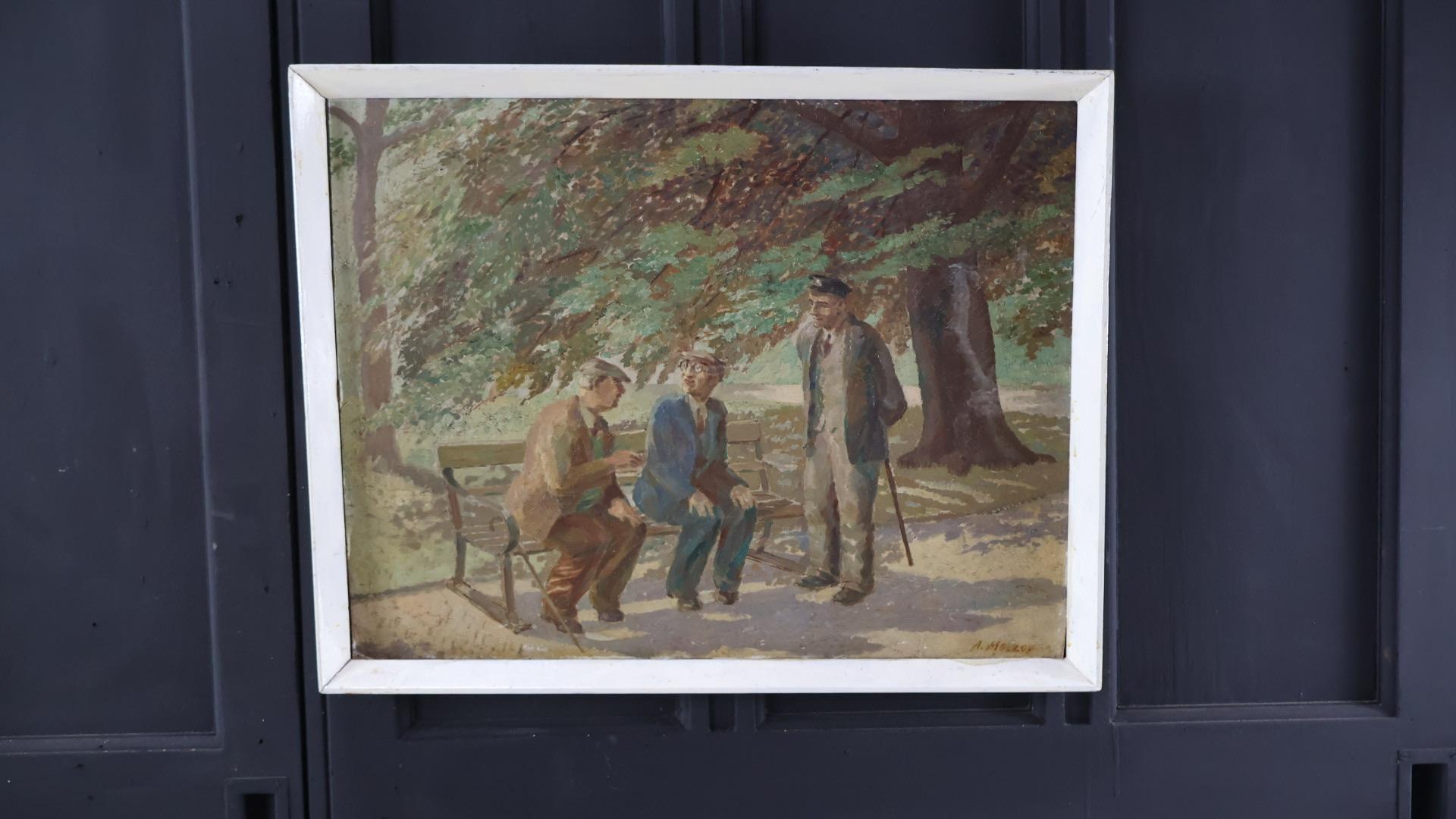 Alte Männer aus der Mitte des Jahrhunderts im Park (Moderne der Mitte des Jahrhunderts) im Angebot
