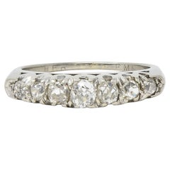 Anillo de oro blanco de 14 quilates con diamantes talla mina de mediados del siglo pasado Anillo vintage de cola de pez