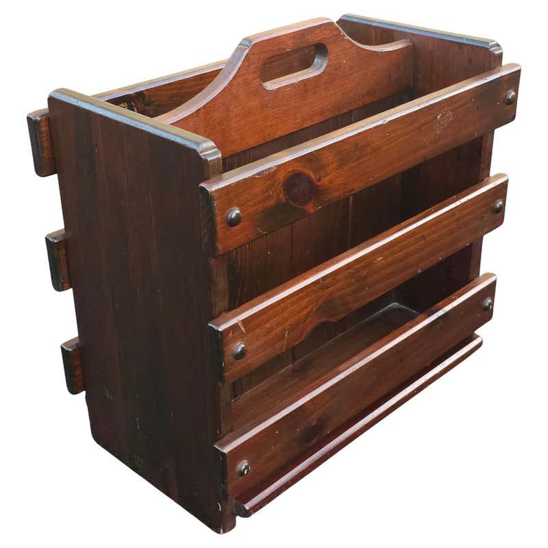 Vintage 1940s Wooden Magazine Rack – Classic Storage for Newspapers ...