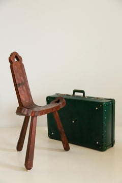 Valise verte ancienne du milieu du siècle, rangement, décoration, Europe, 1970