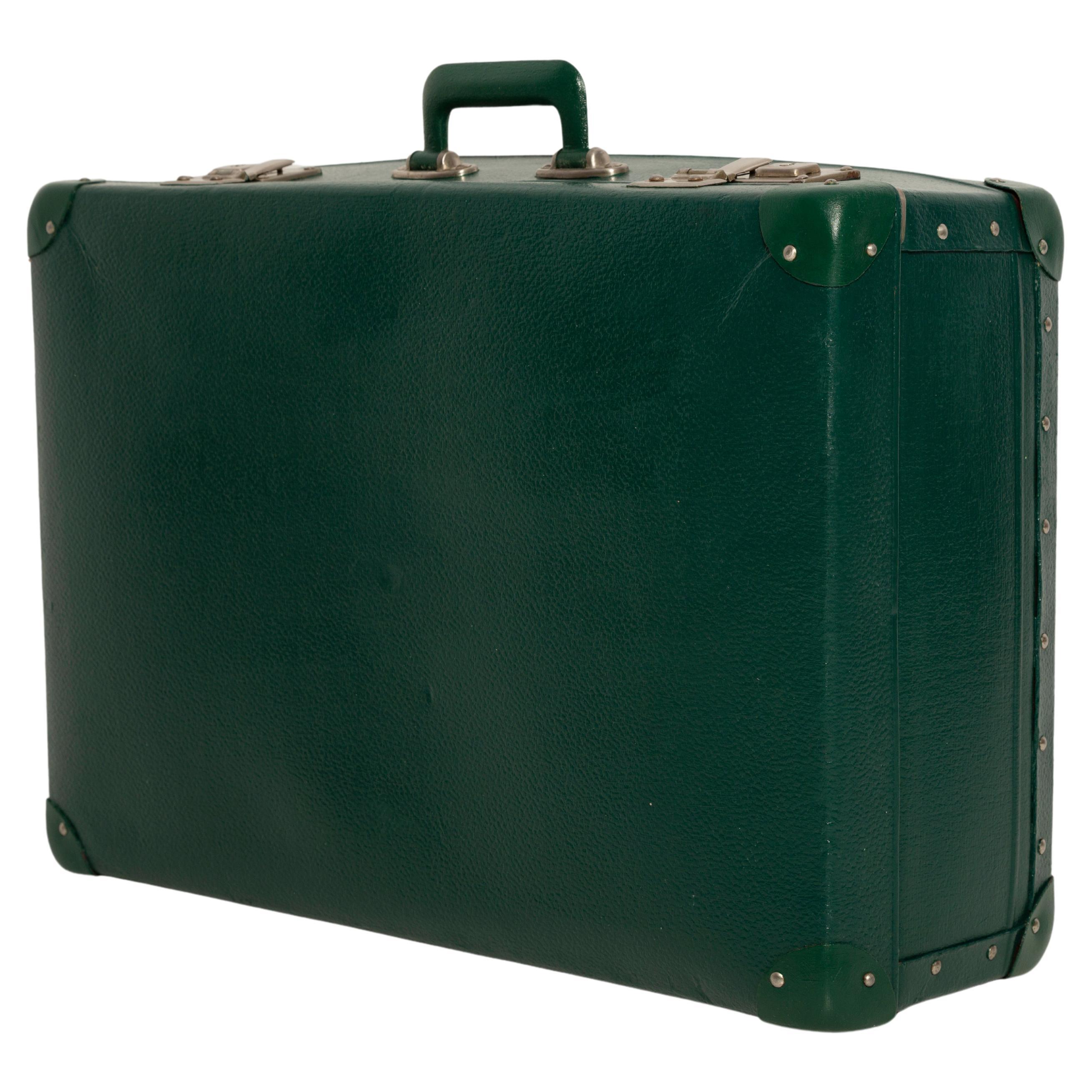 Midcentury Old Vintage Green Suitcase, Storage, Decoration, Europe, 1970s For Sale