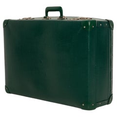 Midcentury Old Used Green Suitcase, Storage, Decoration, Europe, 1970s