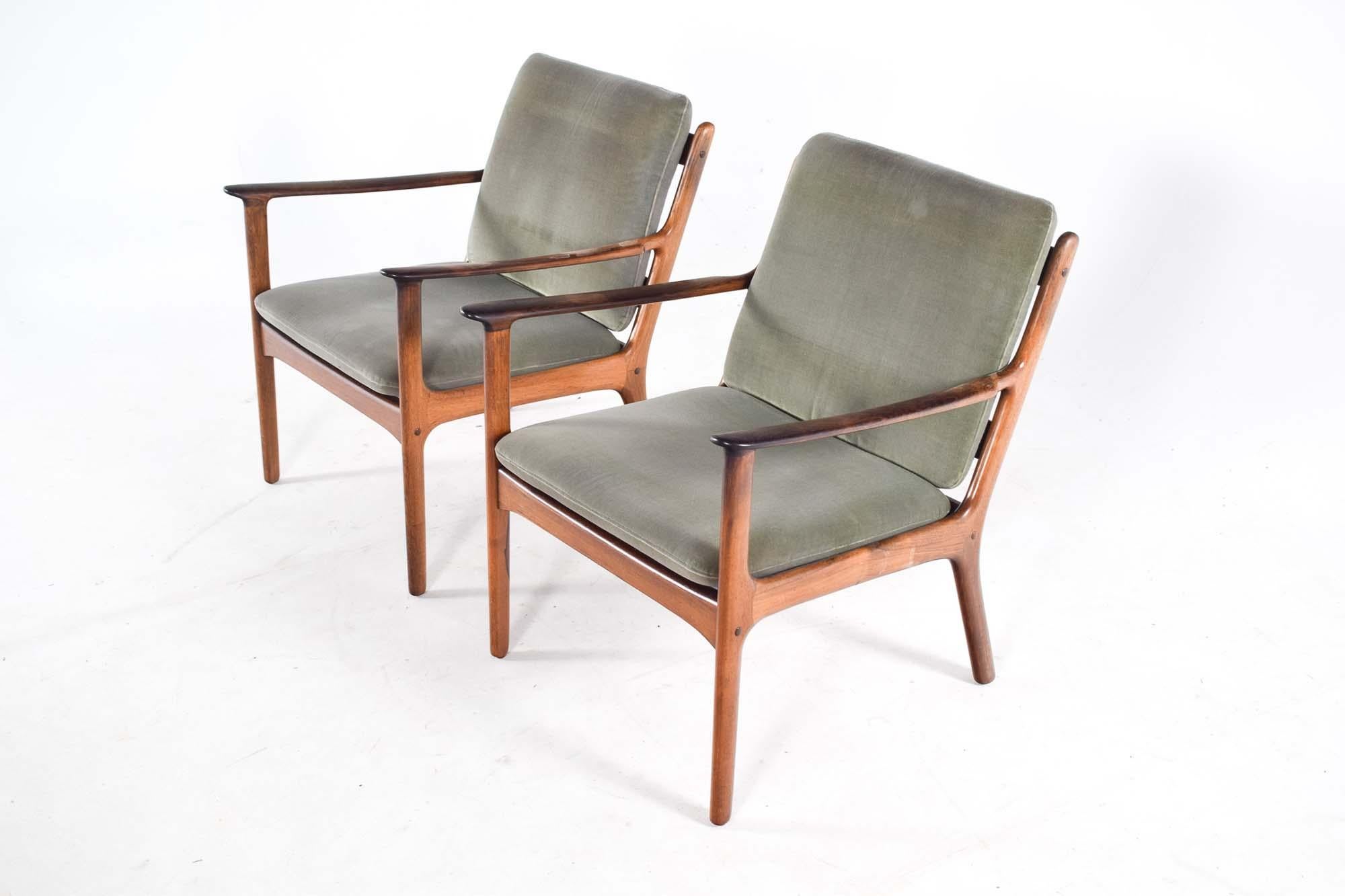 Mid-Century Modern Mid Century Ole Wanscher Easy Chairs Model PJ 112 Rosewood, Denmark 1950s For Sale