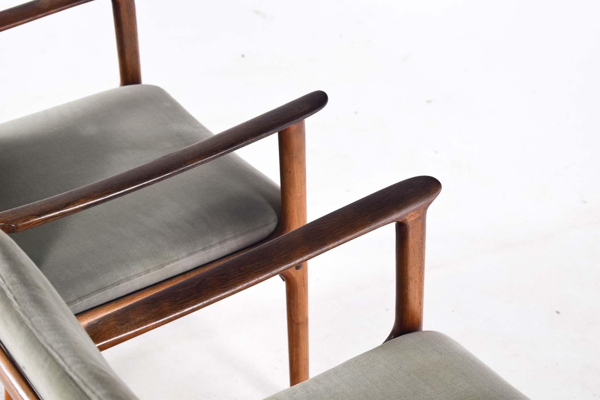 Mid Century Ole Wanscher Easy Chairs Model PJ 112 Rosewood, Denmark 1950s For Sale 1