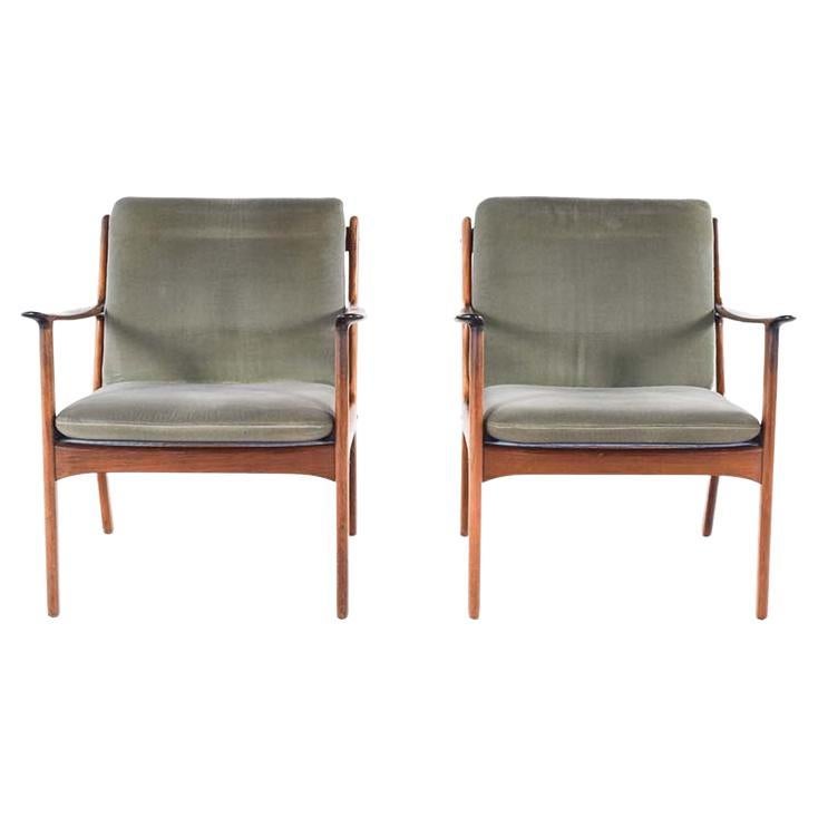 Mid Century Ole Wanscher Easy Chairs Model PJ 112 Rosewood, Denmark 1950s For Sale