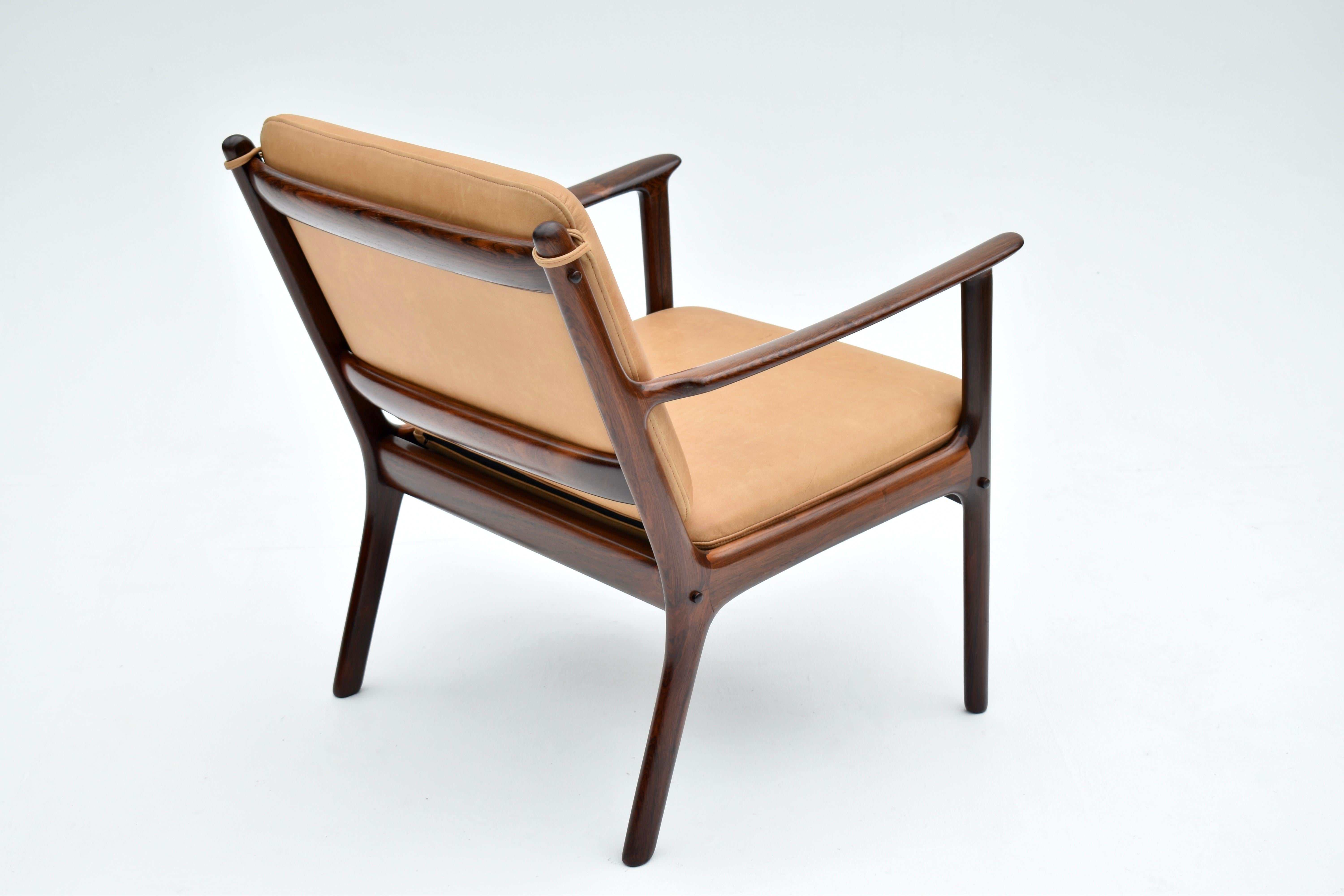 Mid Century Ole Wanscher Model PJ112 Rosewood Lounge Chair For Poul Jeppesen For Sale 5