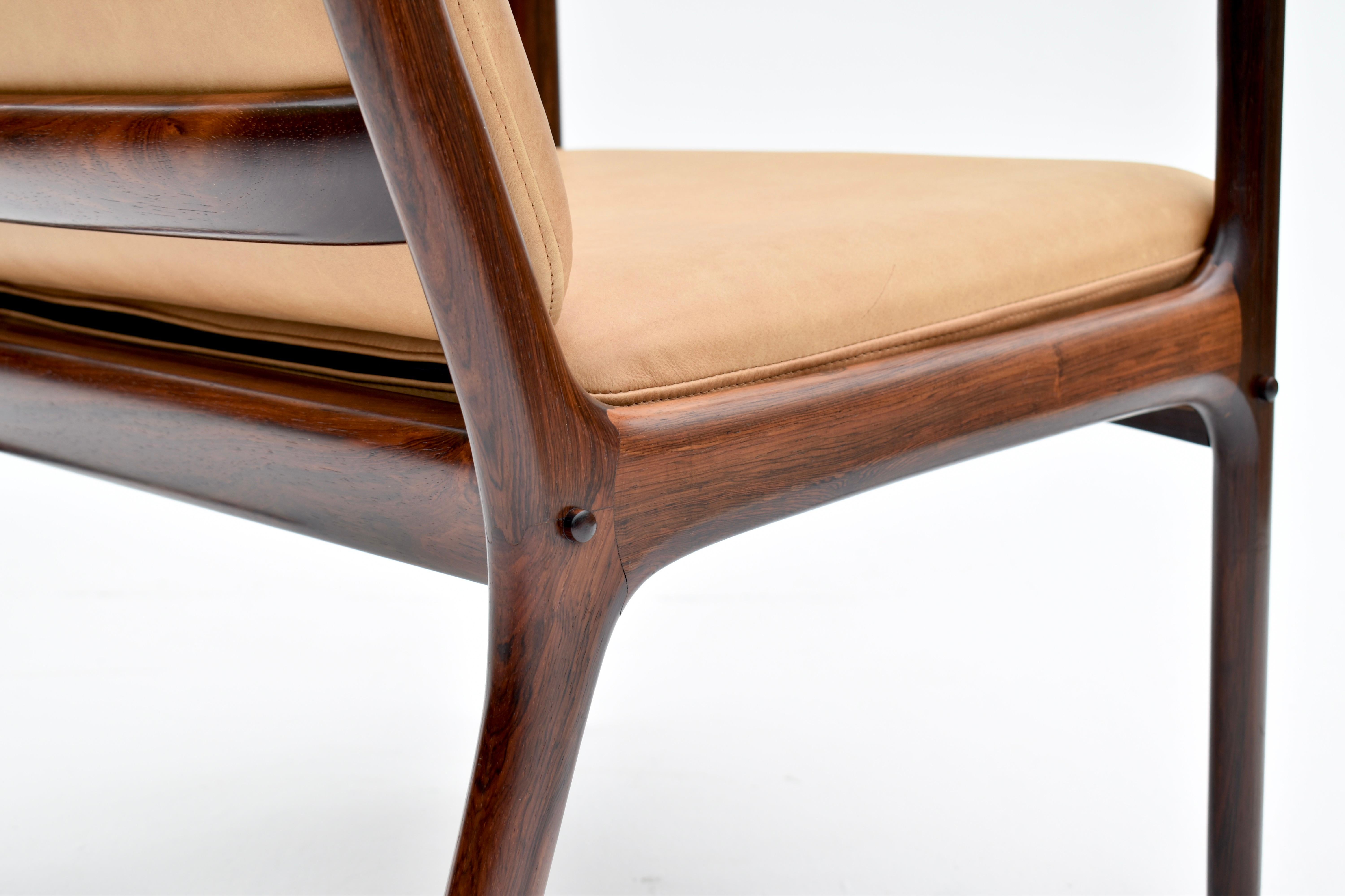 Mid Century Ole Wanscher Model PJ112 Rosewood Lounge Chair For Poul Jeppesen For Sale 6