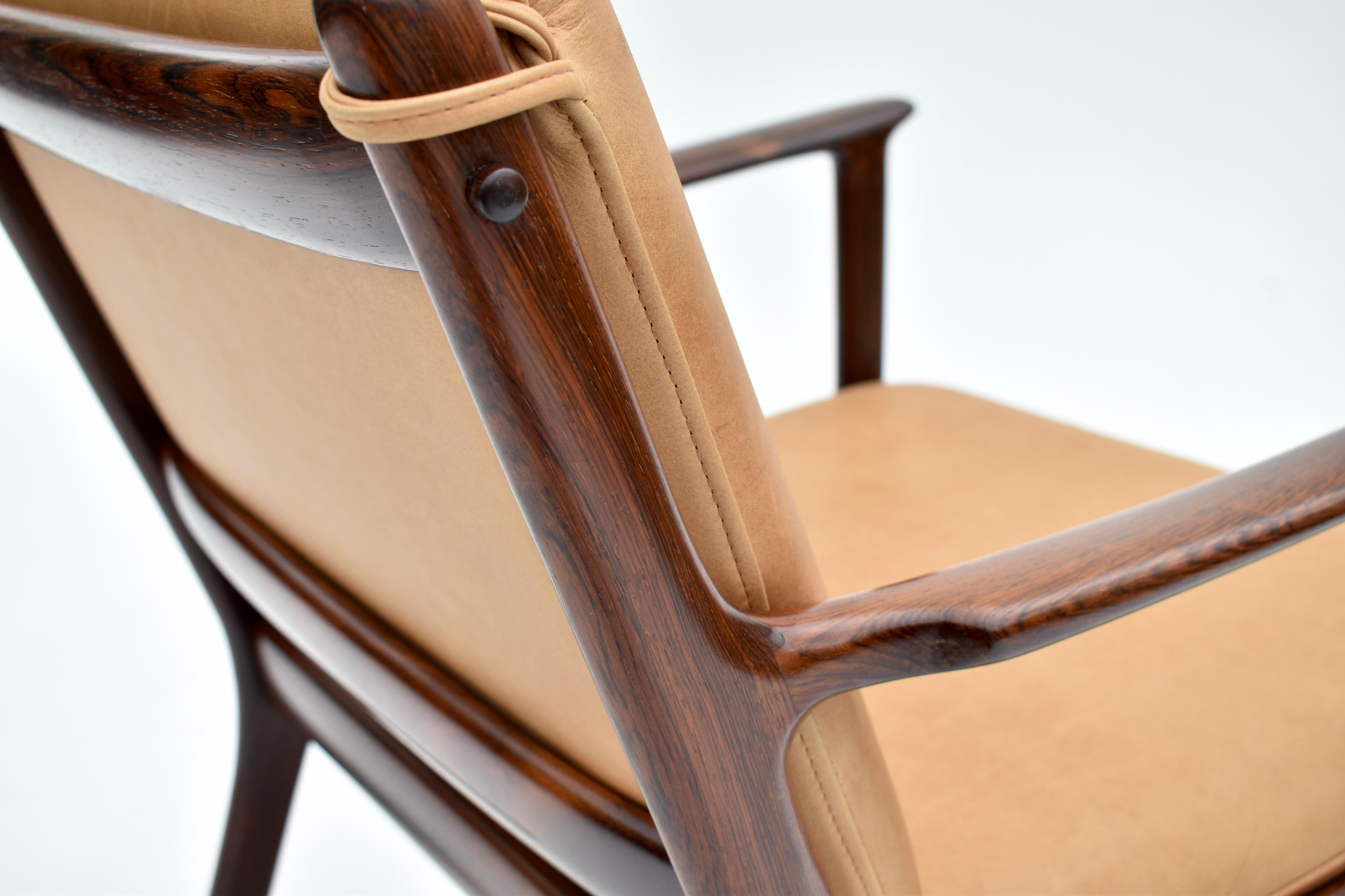 Mid Century Ole Wanscher Model PJ112 Rosewood Lounge Chair For Poul Jeppesen For Sale 7