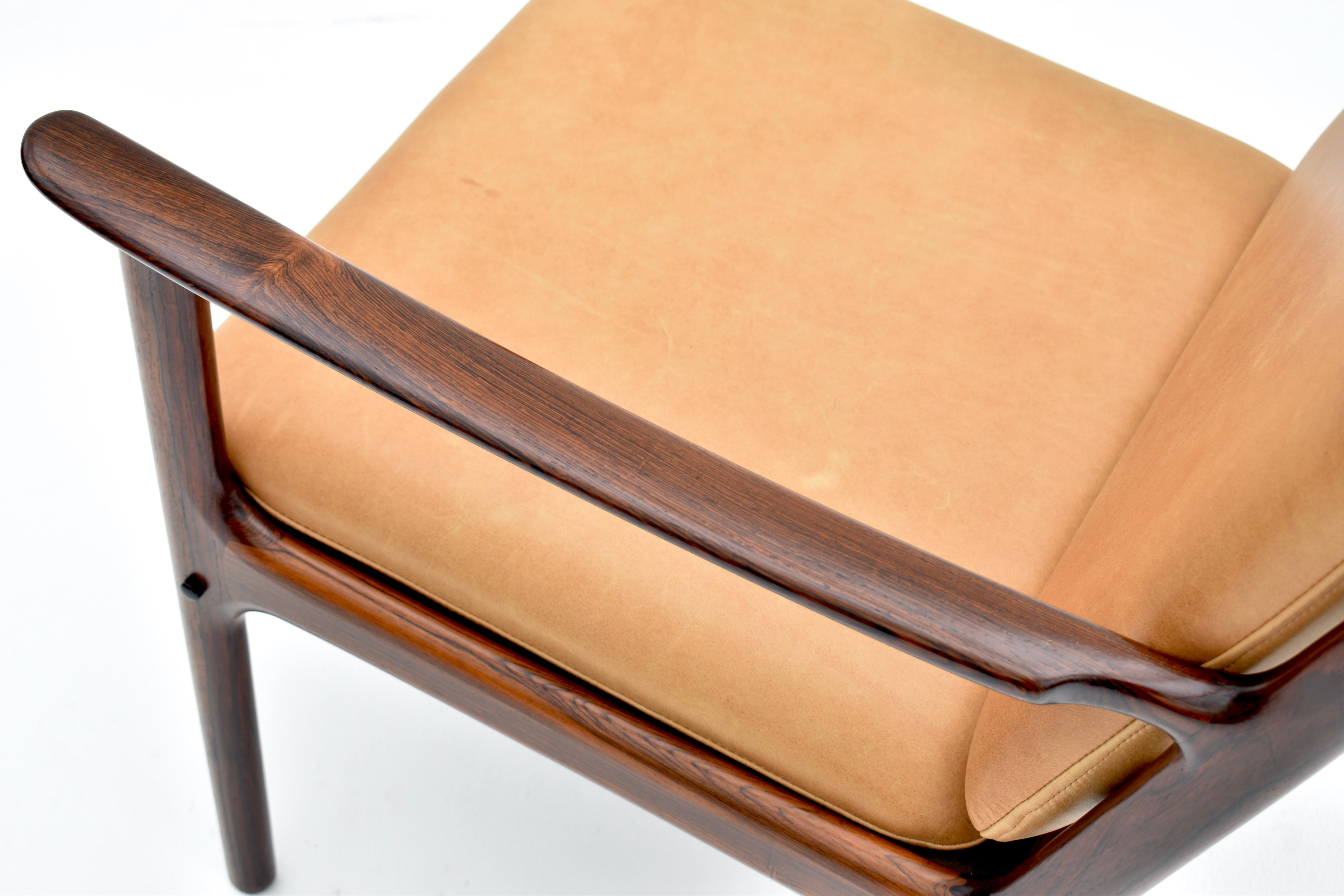 Danish Mid Century Ole Wanscher Model PJ112 Rosewood Lounge Chair For Poul Jeppesen For Sale
