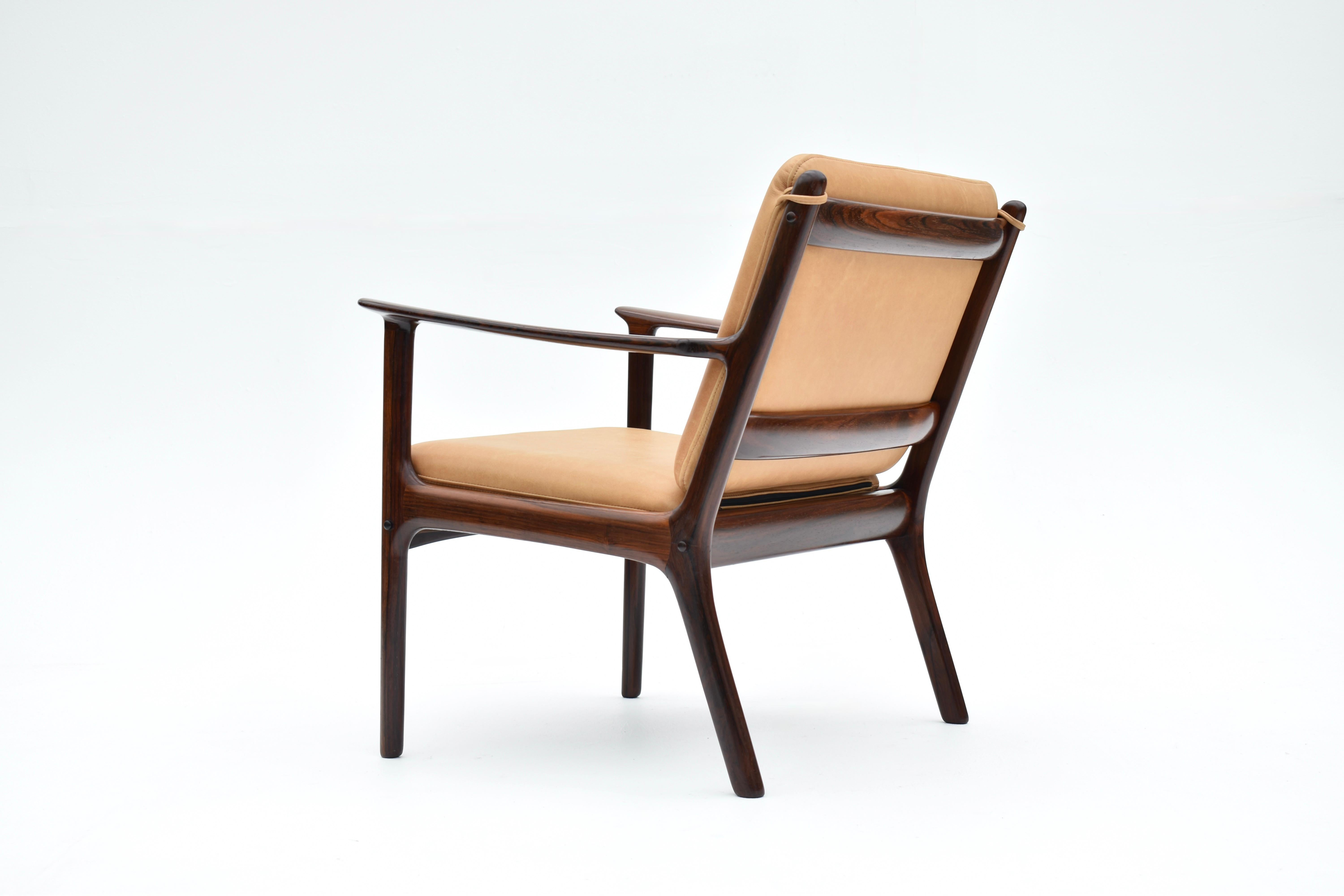 Mid-20th Century Mid Century Ole Wanscher Model PJ112 Rosewood Lounge Chair For Poul Jeppesen For Sale