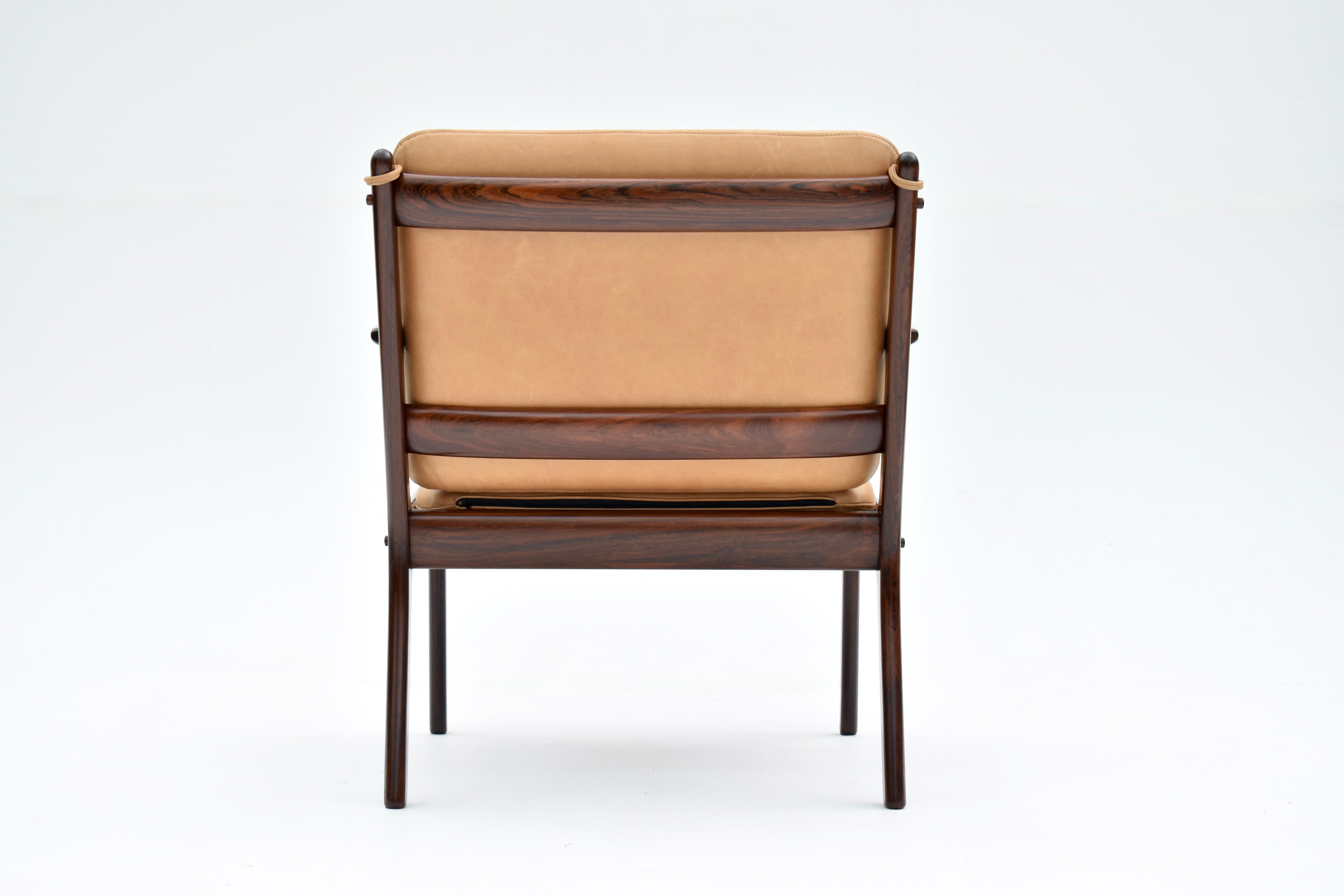 Mid Century Ole Wanscher Model PJ112 Rosewood Lounge Chair For Poul Jeppesen For Sale 1