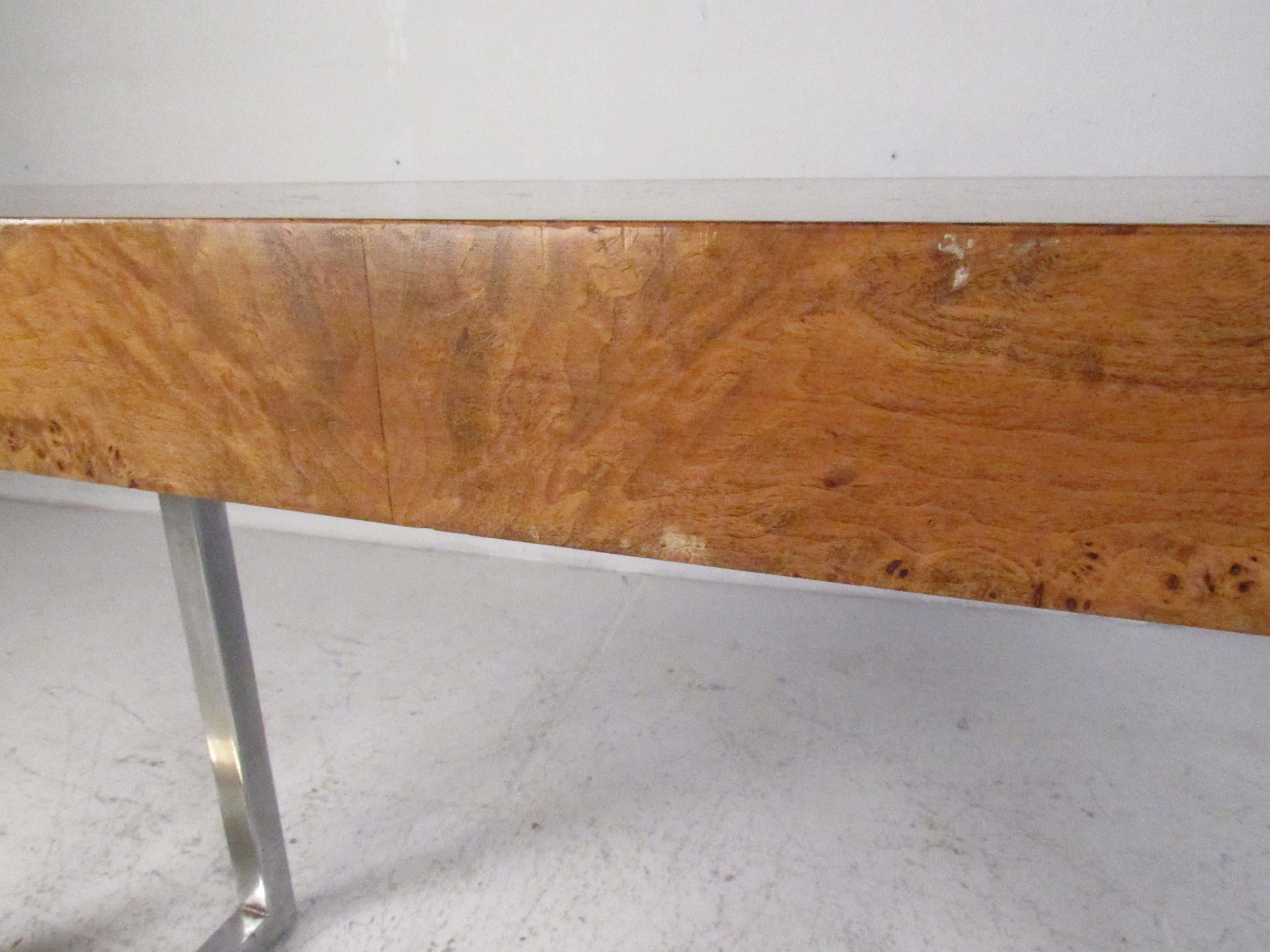Midcentury Olive Burl Console Table For Sale 4