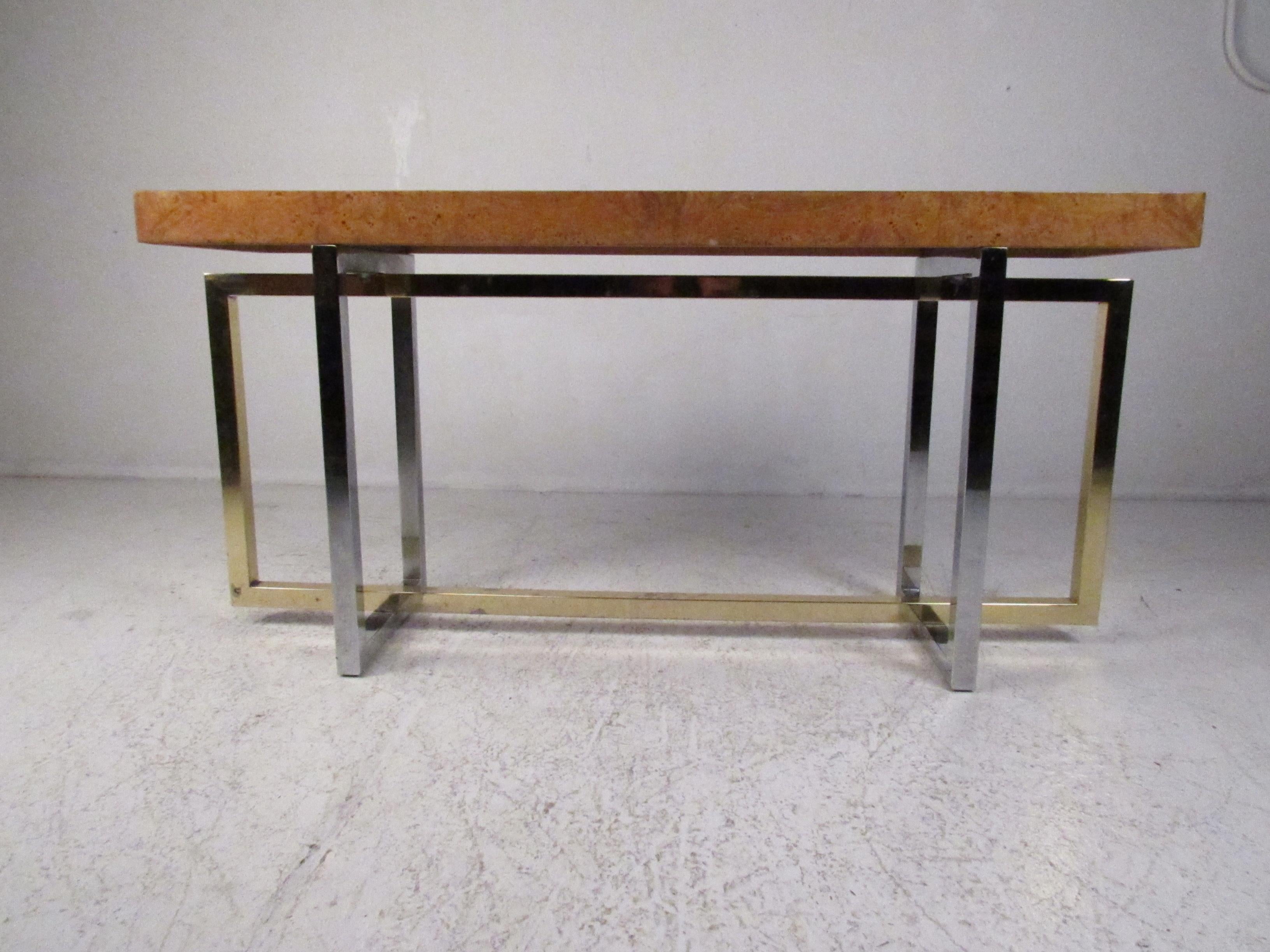 Mid-Century Modern Midcentury Olive Burl Console Table For Sale