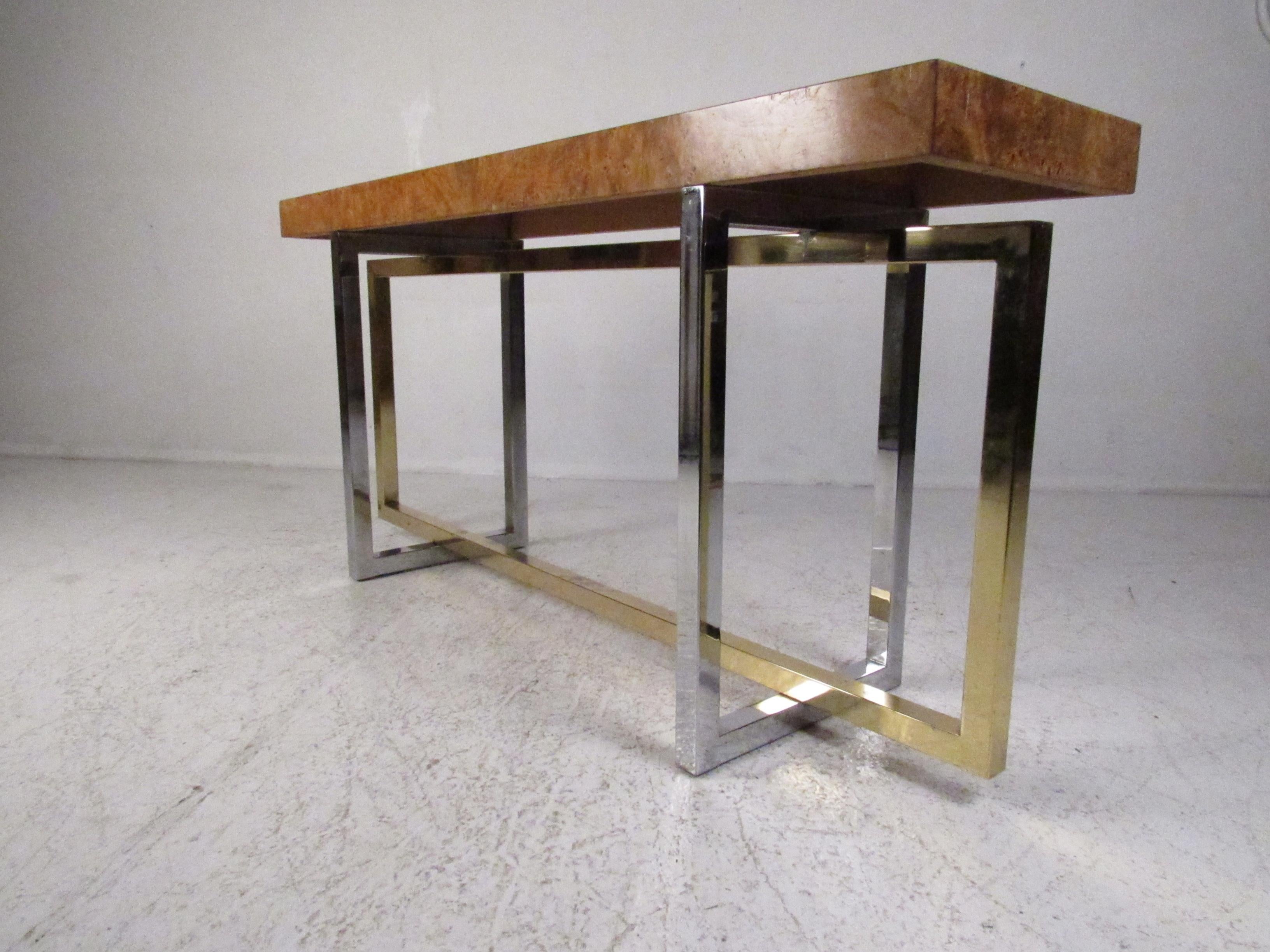 Midcentury Olive Burl Console Table In Good Condition For Sale In Brooklyn, NY