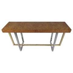 Midcentury Olive Burl Console Table