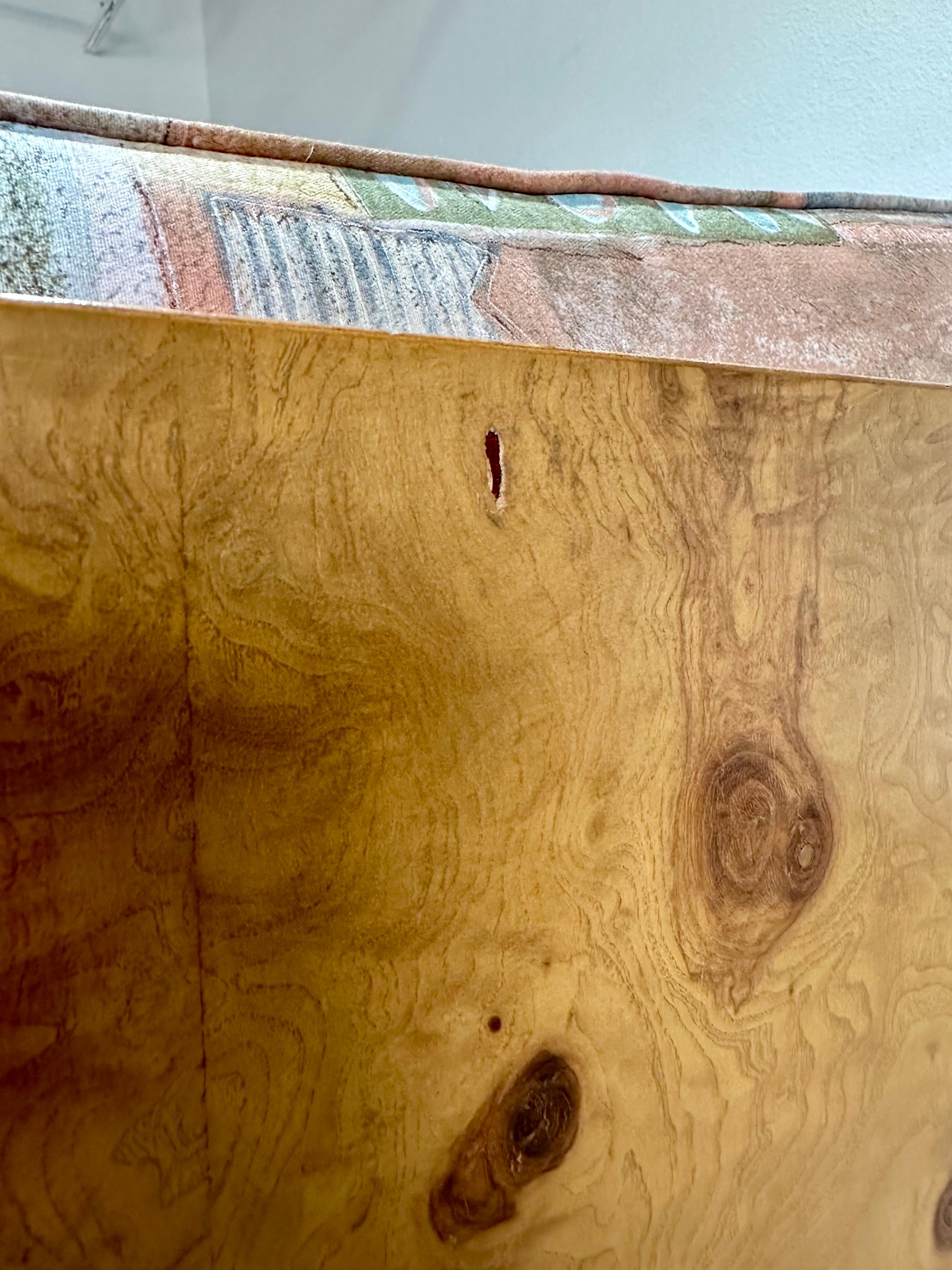 Mid Century Olive Burl Wood Cased Loveseat 9