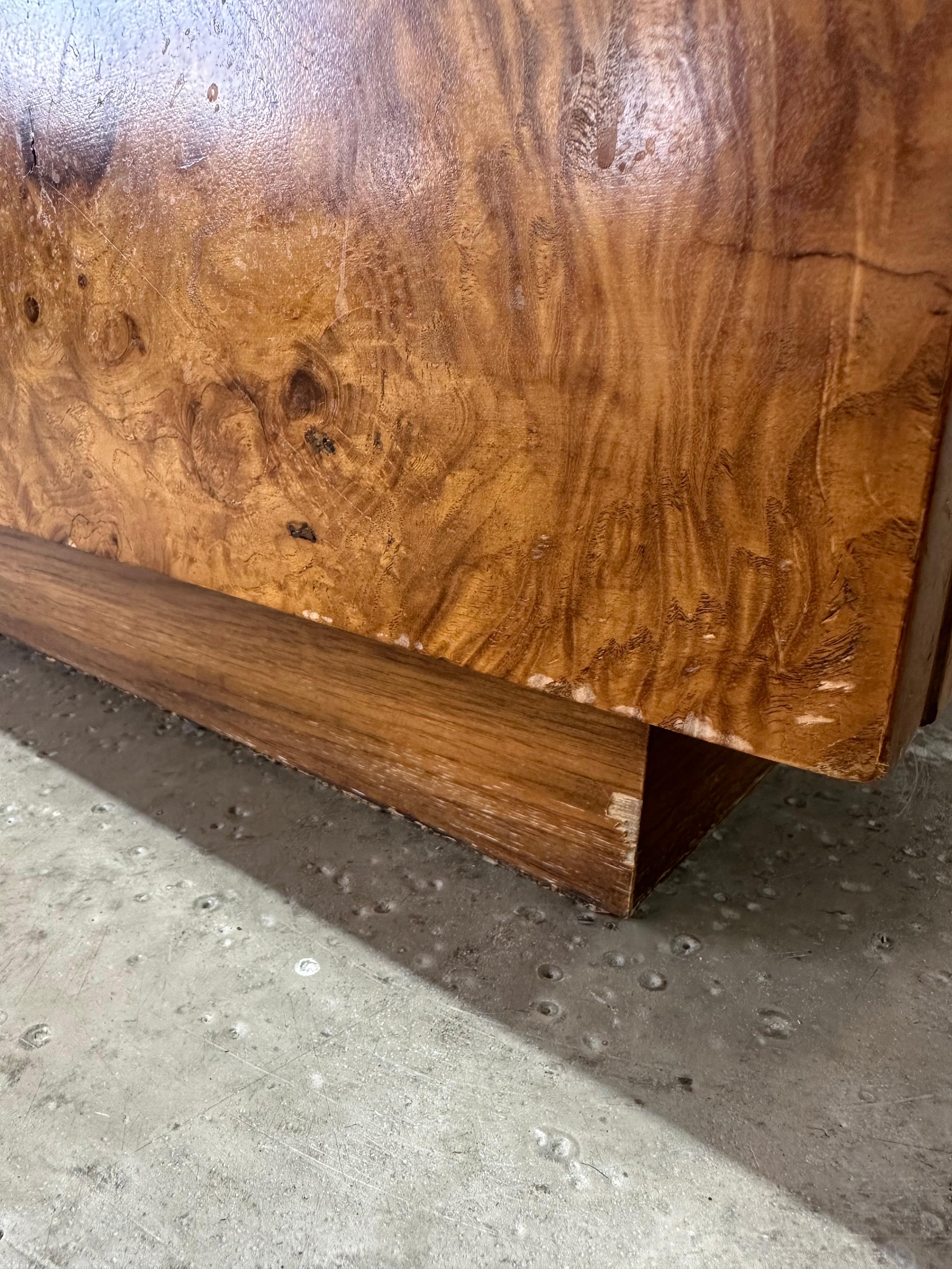 Mid Century Olive Burlwood Armoire Gentleman’s Chest by Lane For Sale 1