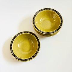 Mid Century Olive Green Stoneware Bowls - Set of 5