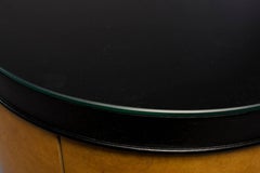 Midcentury Olivewood Drum Table Cabinet