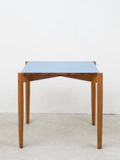 Mid-Century One-Off Dining or Game Table with Blue Formica Top by Giulio Alchini