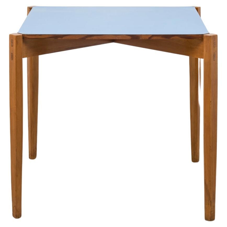Mid-Century One-Off Dining or Game Table with Blue Formica Top by Giulio Alchini For Sale