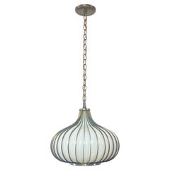 Mid-Century 'Onion' Shape Blown Glass Pendant Light Fixture, 1960's