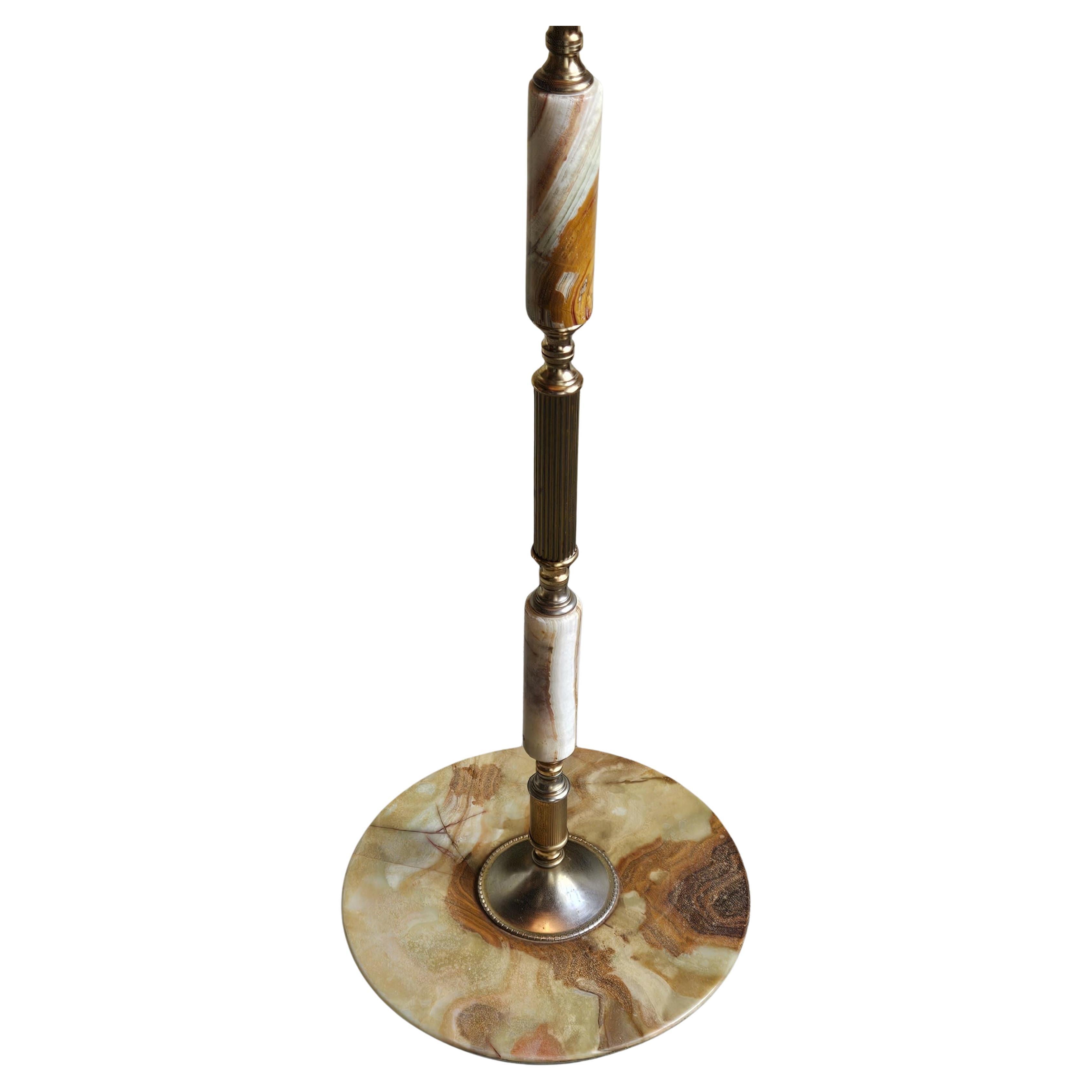 Mid-Century Modern Mid-Century Onyx and Brass Floor Lamp - Contemporary Design Lamp-60s For Sale
