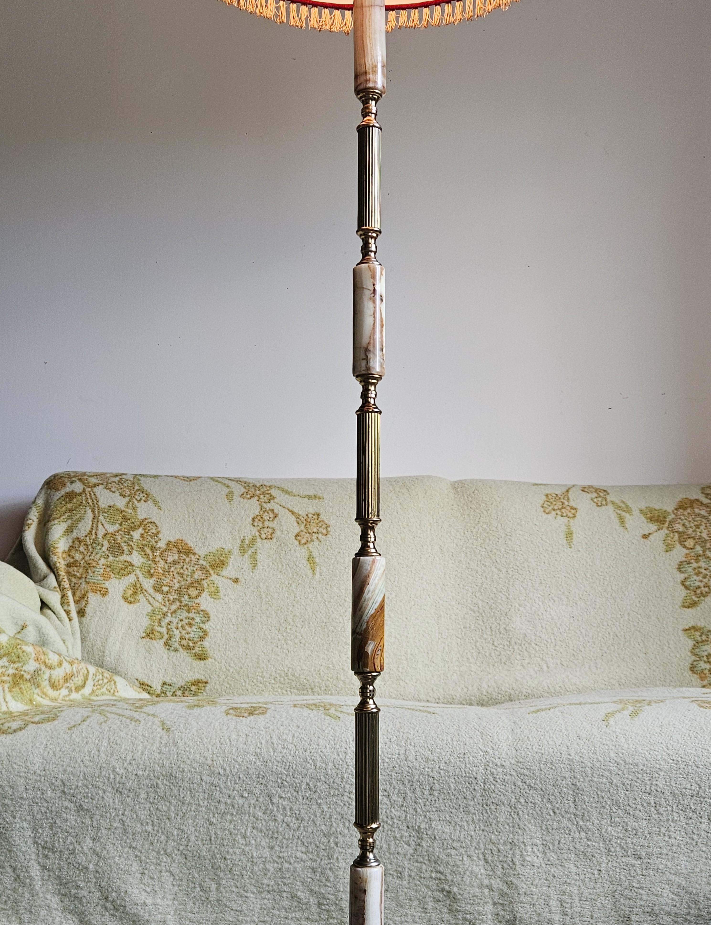 Mid-Century Onyx and Brass Floor Lamp - Contemporary Design Lamp-60s For Sale 2