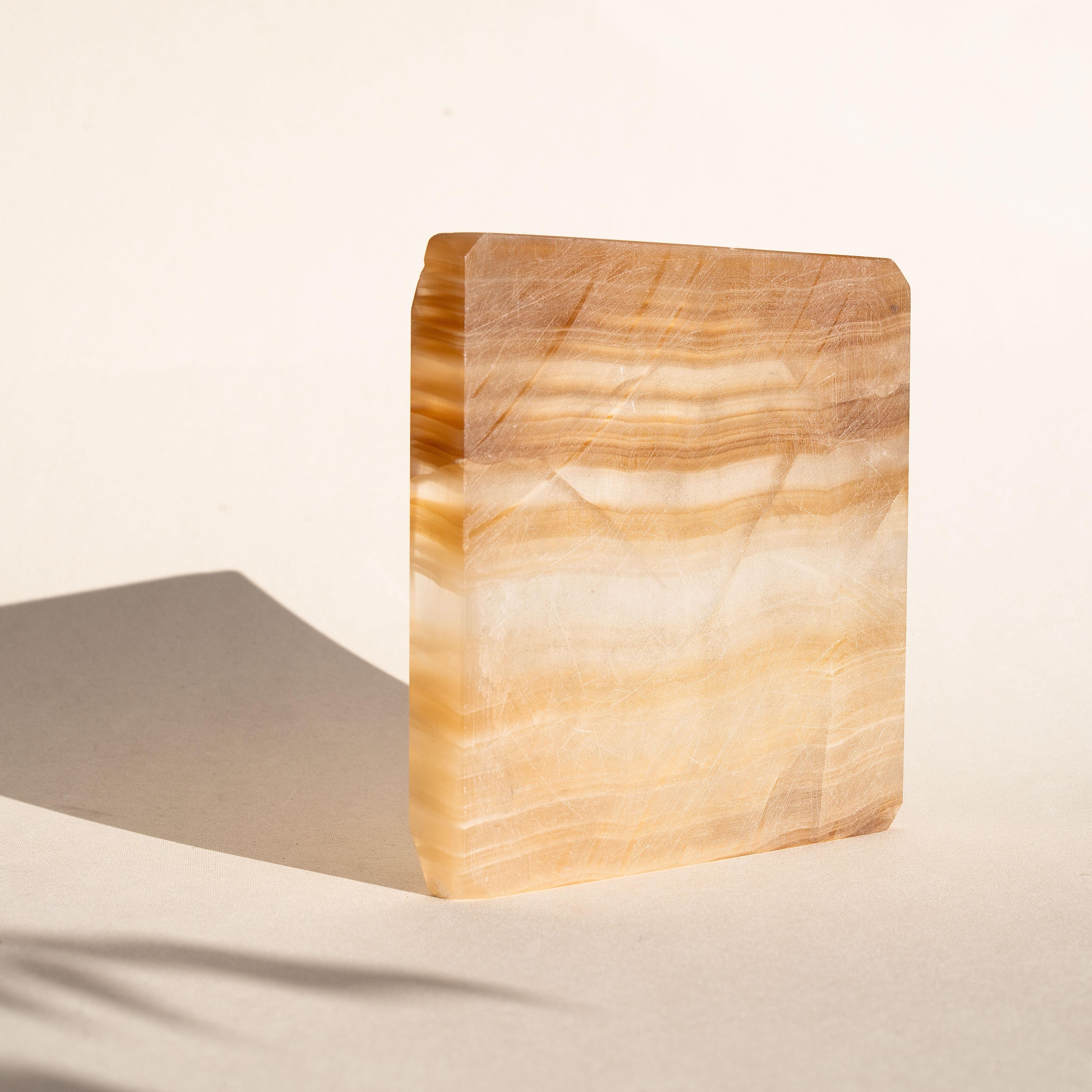 Cendrier en onyx du milieu du siècle - Marbrerie orange et blanche - Italie années 1970 en vente 2