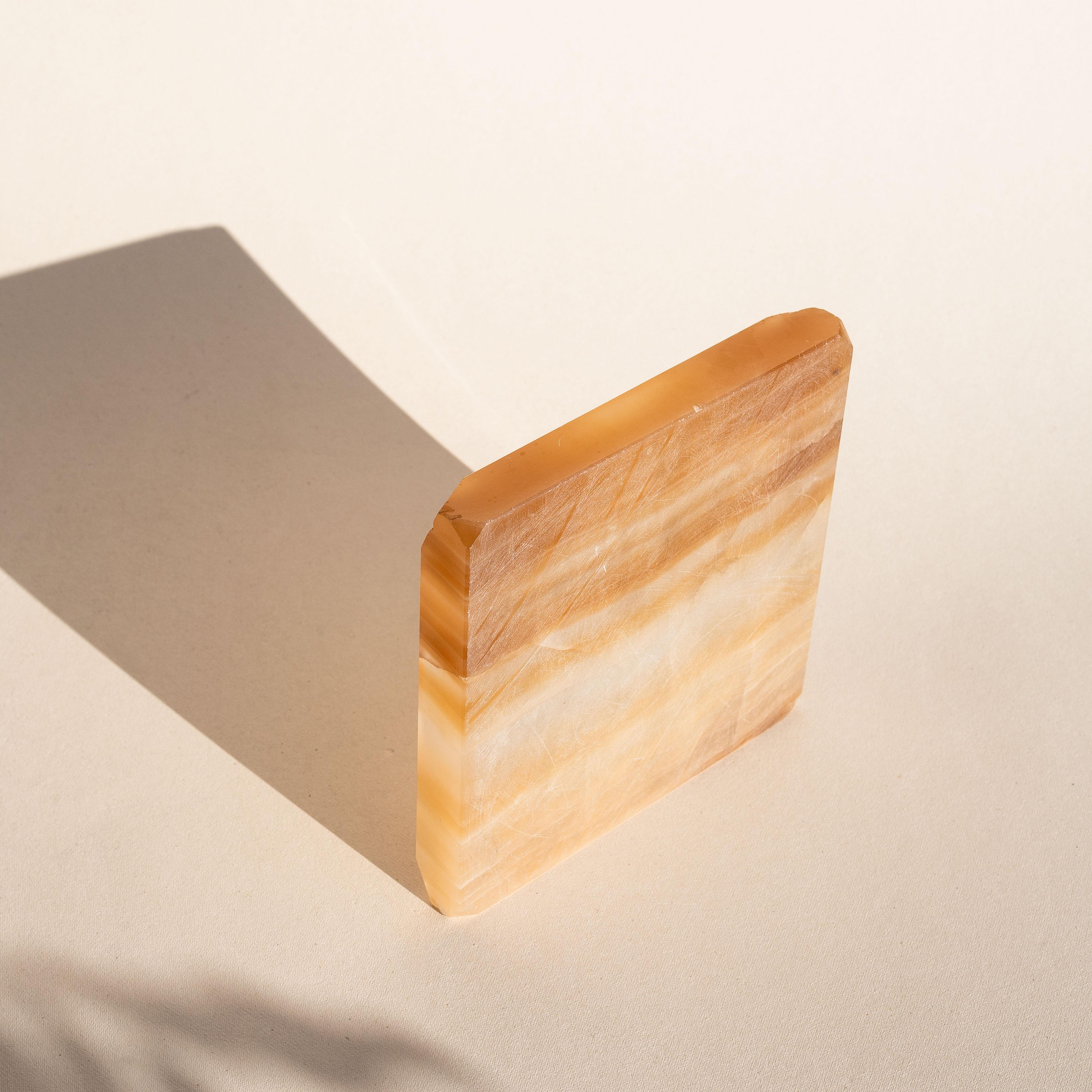 Cendrier en onyx du milieu du siècle - Marbrerie orange et blanche - Italie années 1970 en vente 3